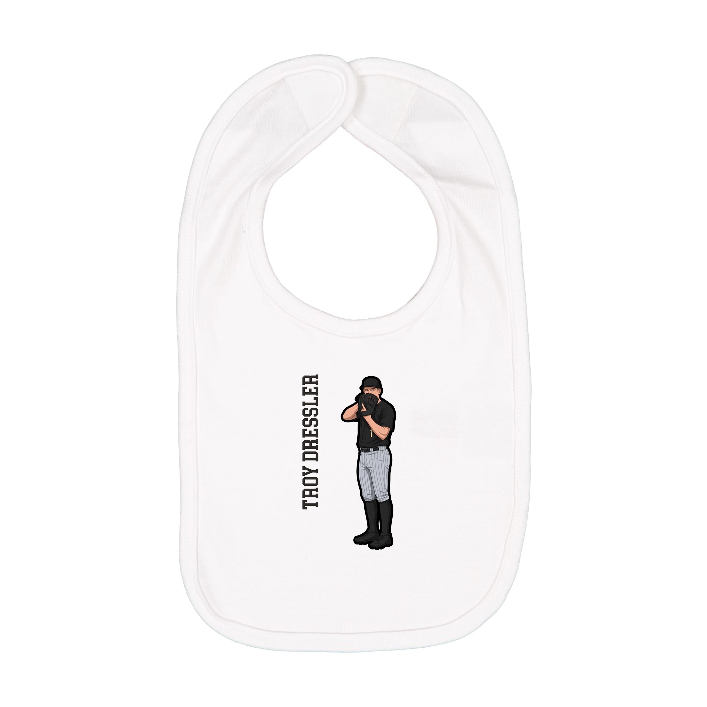 Infant Bib — Name Vertical in White