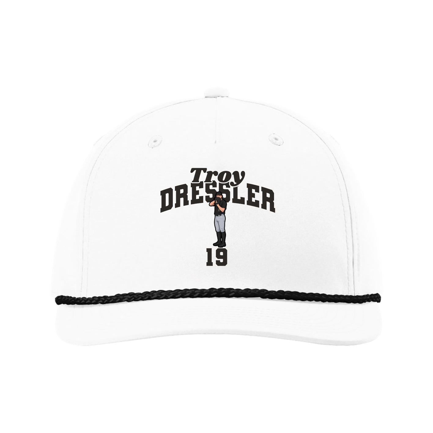 Five-Panel Classic Rope Cap — Signature Arch in White
