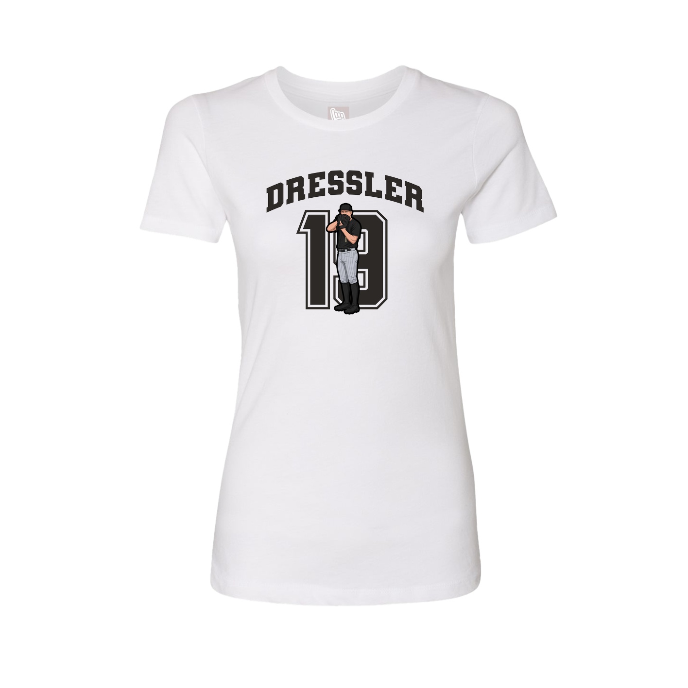 Fitted Women's Tee — Number in White