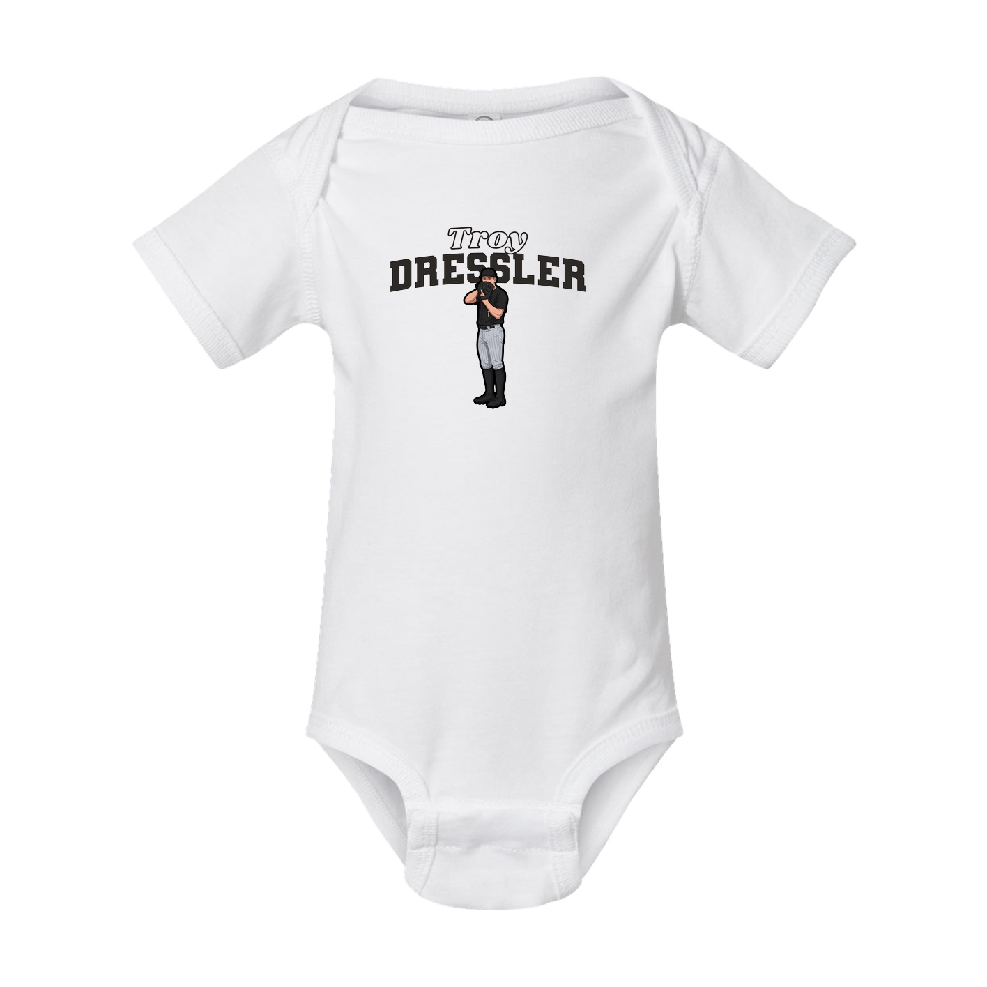 Baby Onesie — Name Arch in White