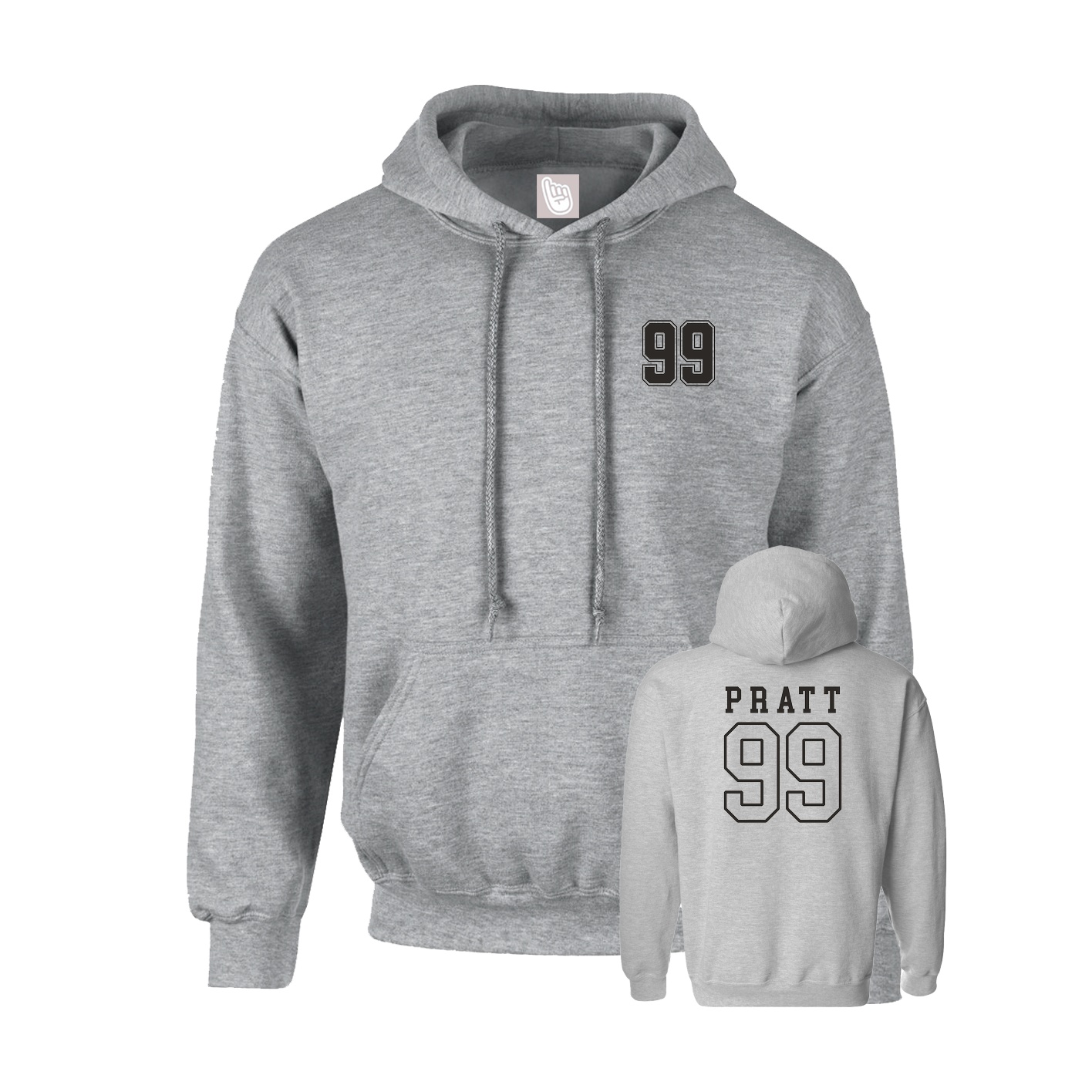 Youth Hoodie — Chest Back in Grey