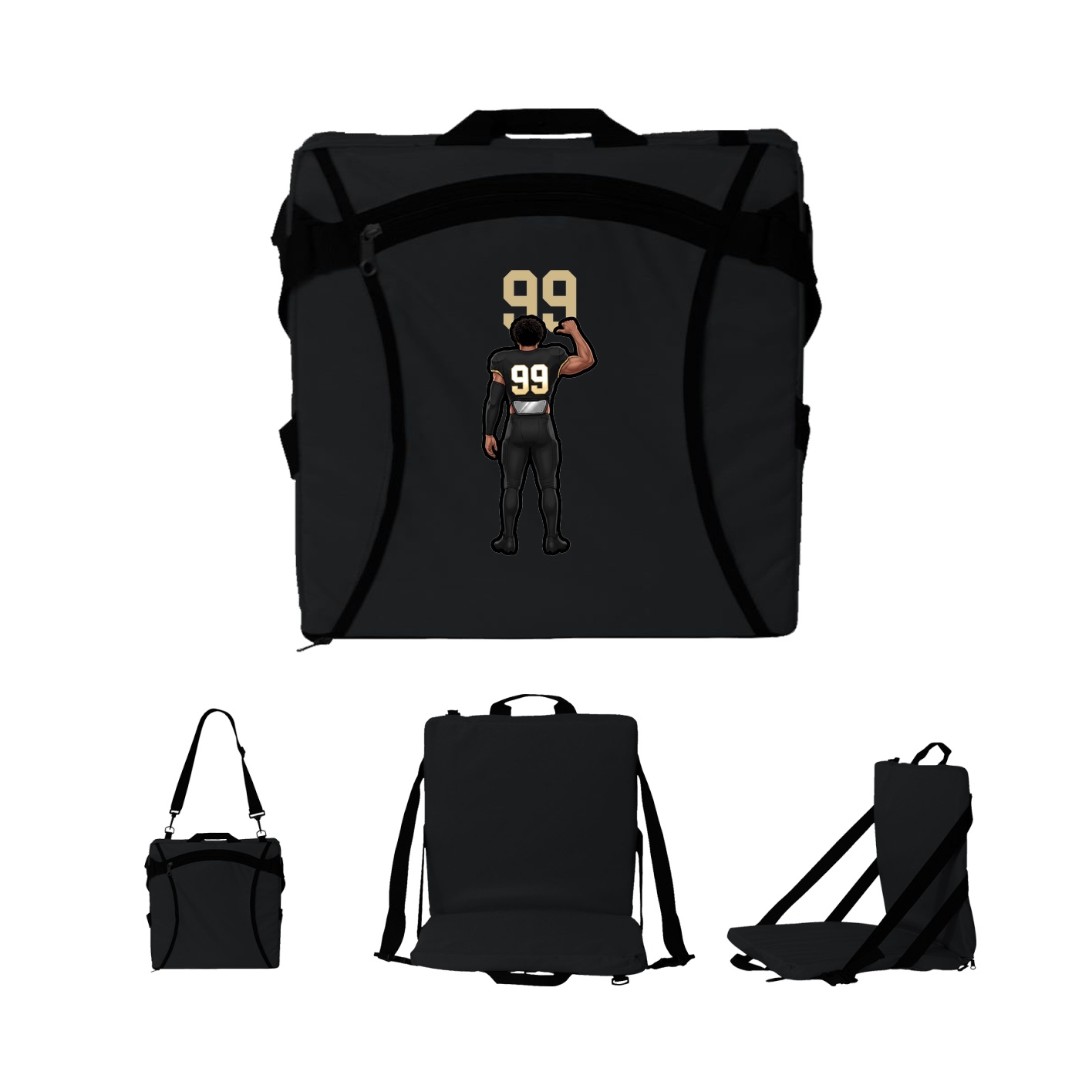Folding Stadium Seat — Number Top in Black
