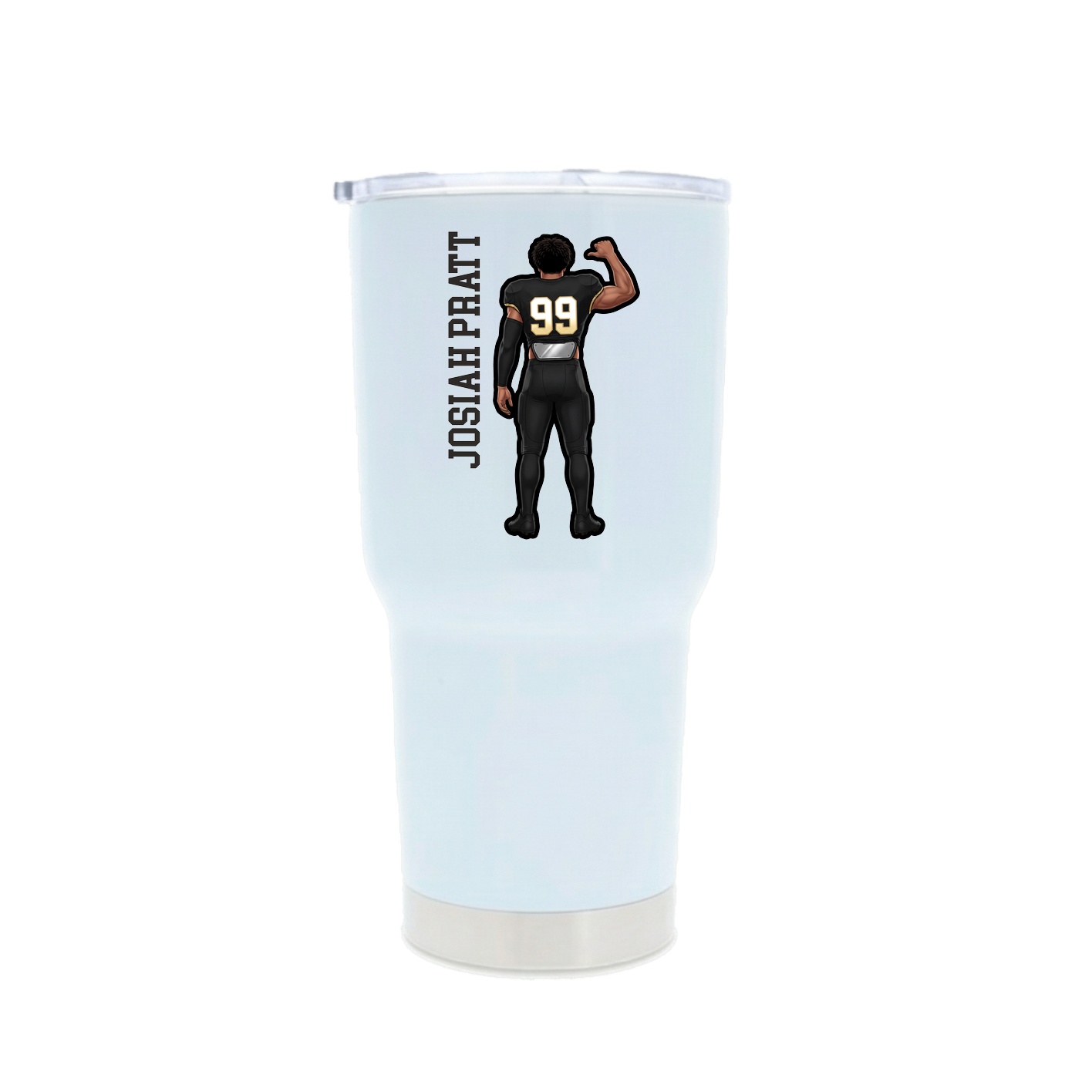 30oz Stainless Steel Tumbler — Name Vertical in White