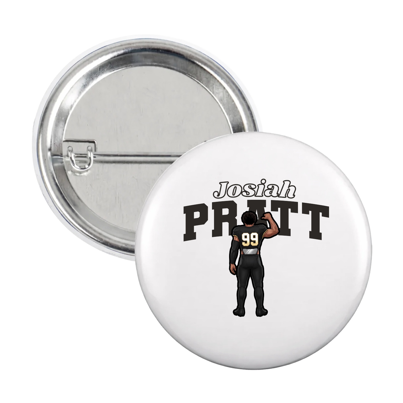 Game Day Button — Name Arch in White