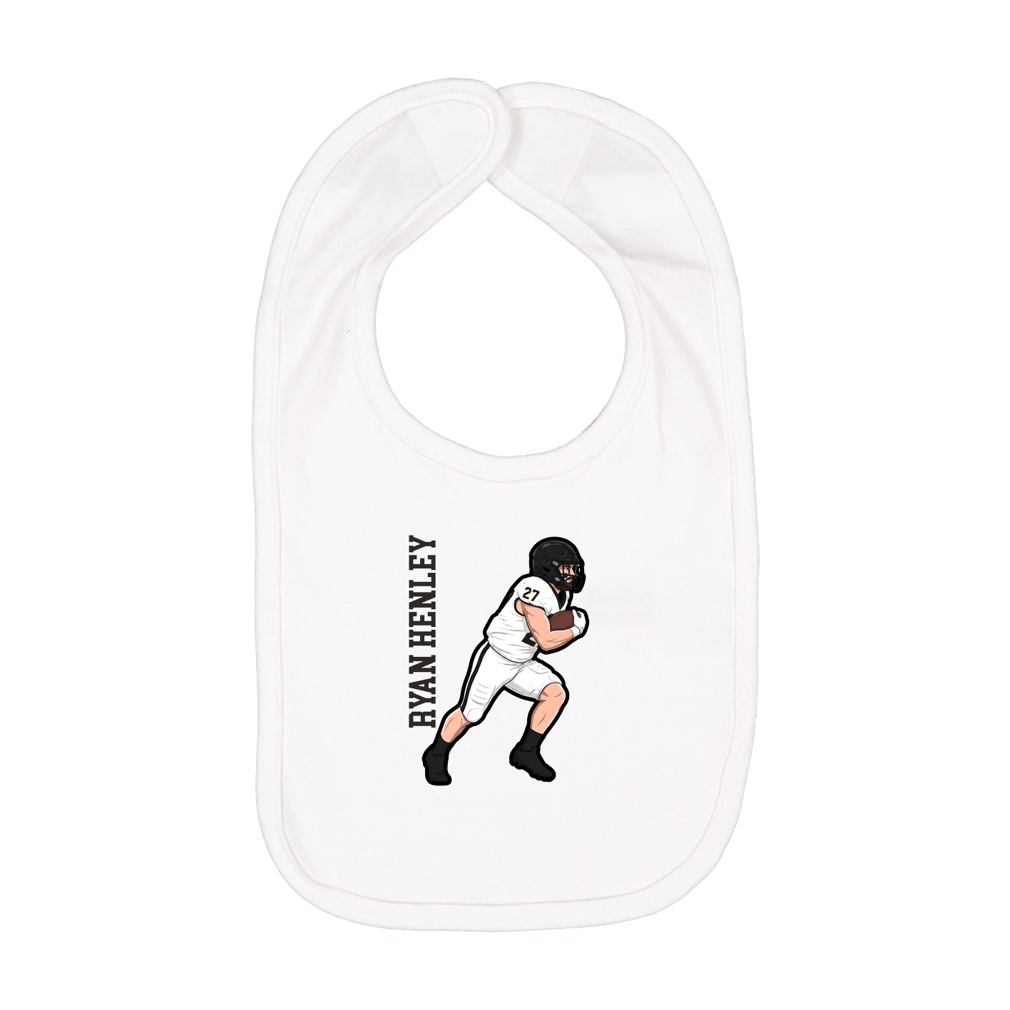 Infant Bib — Name Vertical in White