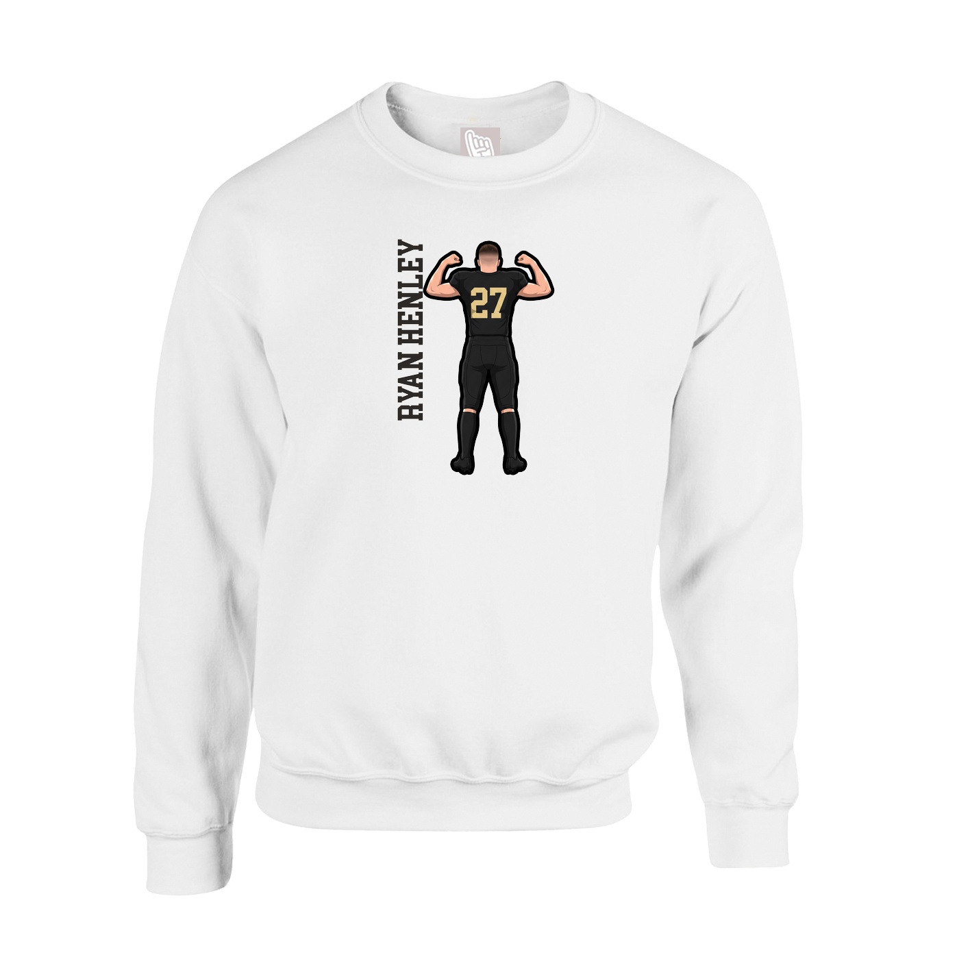 Fleece Crew — Name Vertical in White