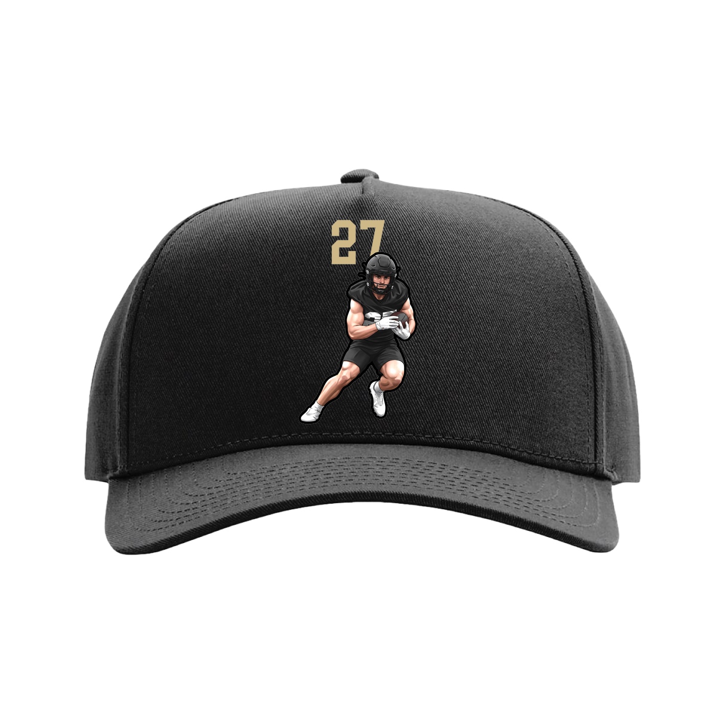 Full Fabric Five-Panel Champ Cap — Number Top in Black
