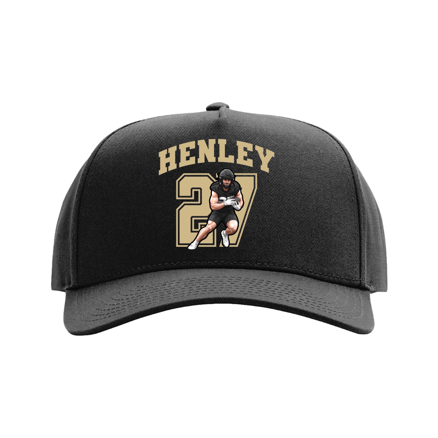 Full Fabric Five-Panel Champ Cap — Number in Black