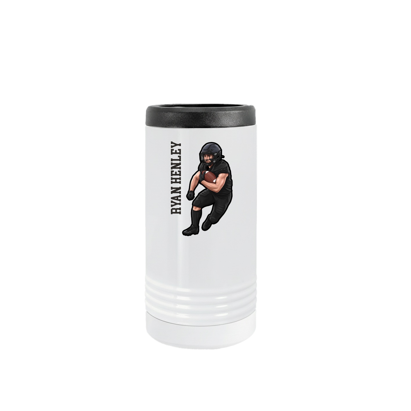 Slim Beverage Holder — Name Vertical in White