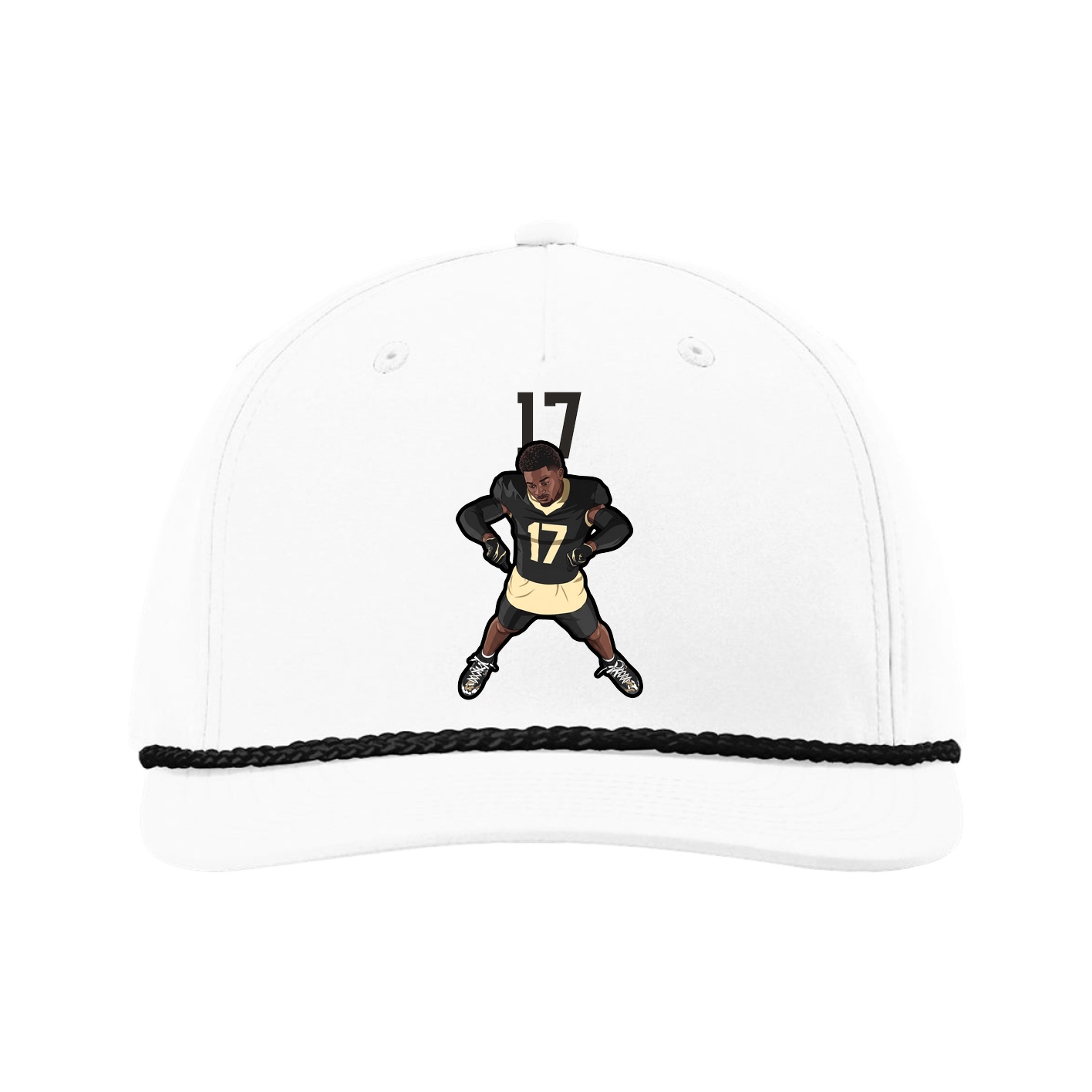 Five-Panel Classic Rope Cap — Number Top in White