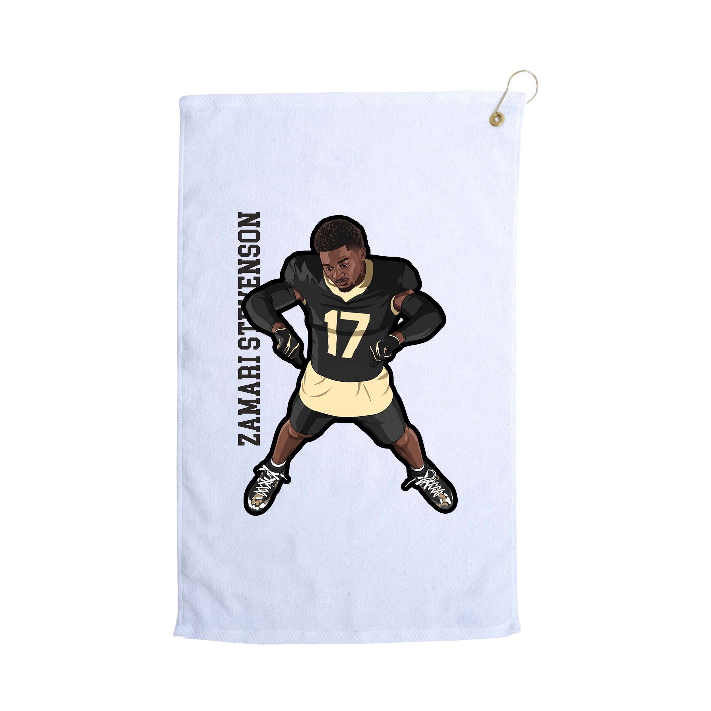 Golf Towel — Name Vertical in White