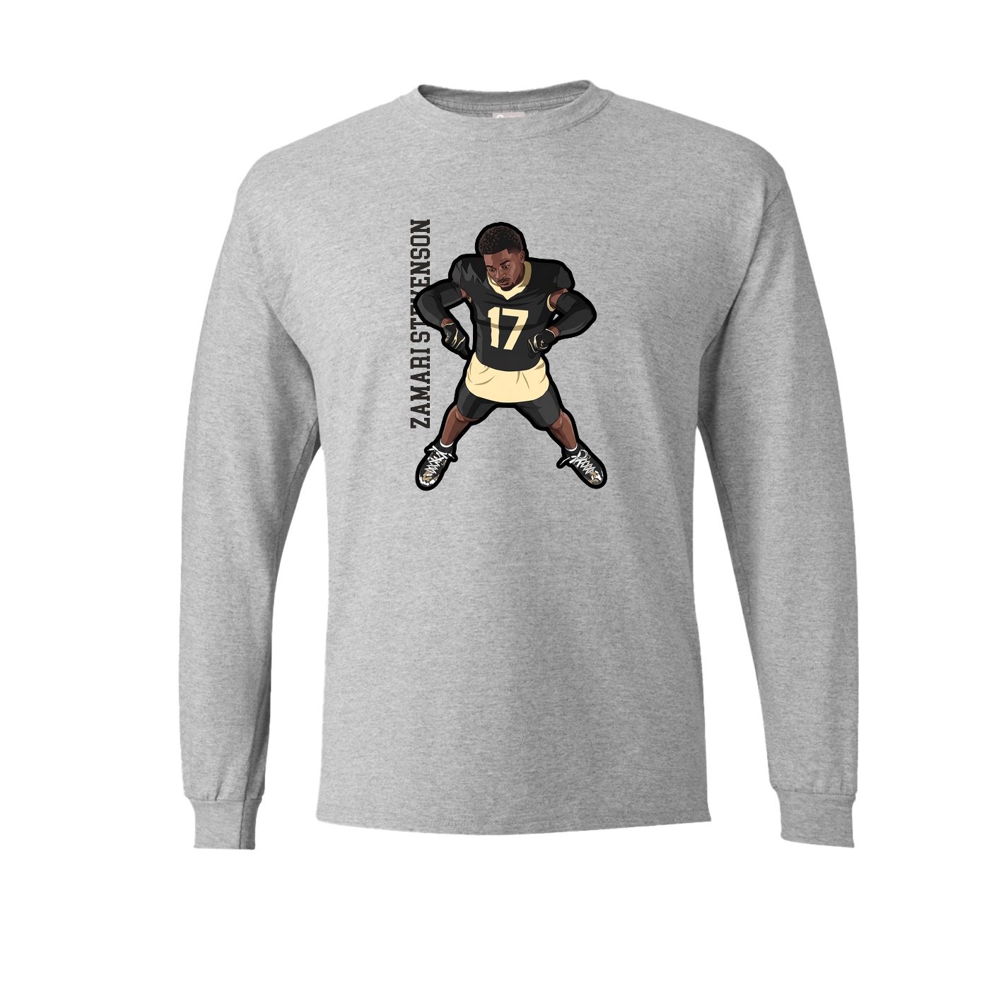 Long Sleeve Tee — Name Vertical in Grey