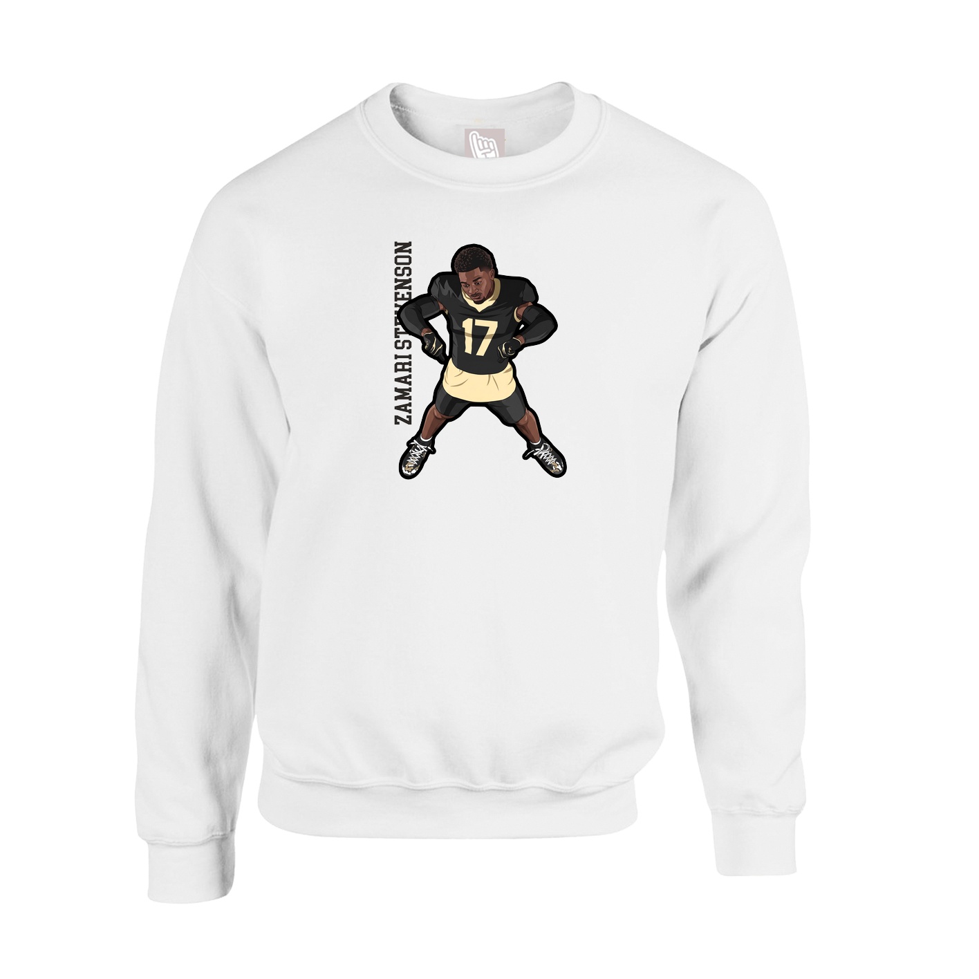 Fleece Crew — Name Vertical in White