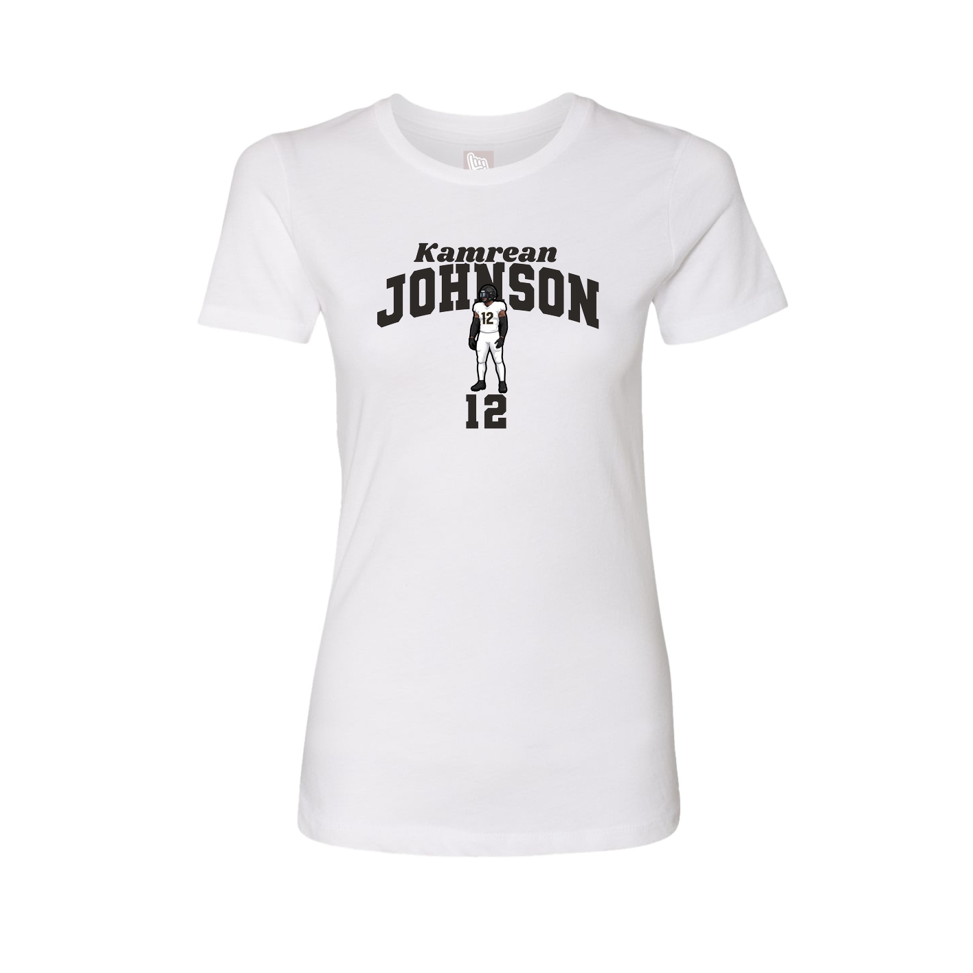 Fitted Women's Tee — Signature Arch in White