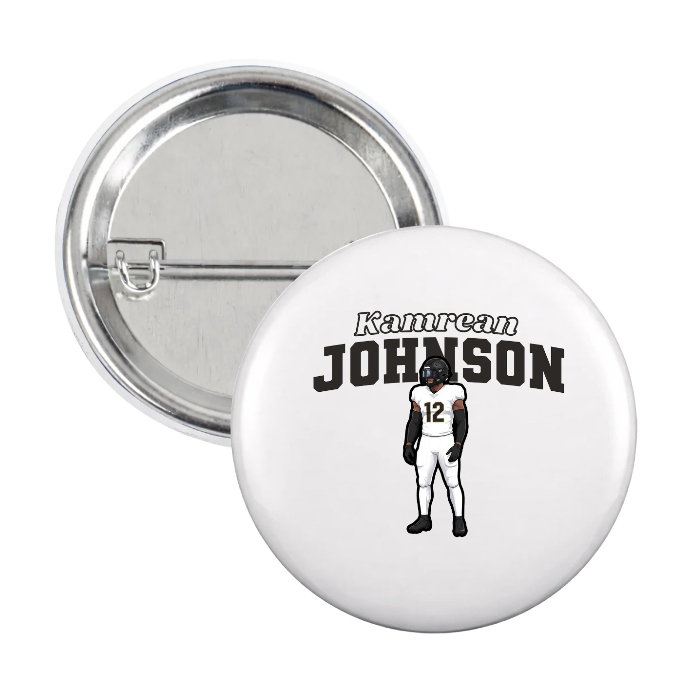 Game Day Button — Name Arch in White