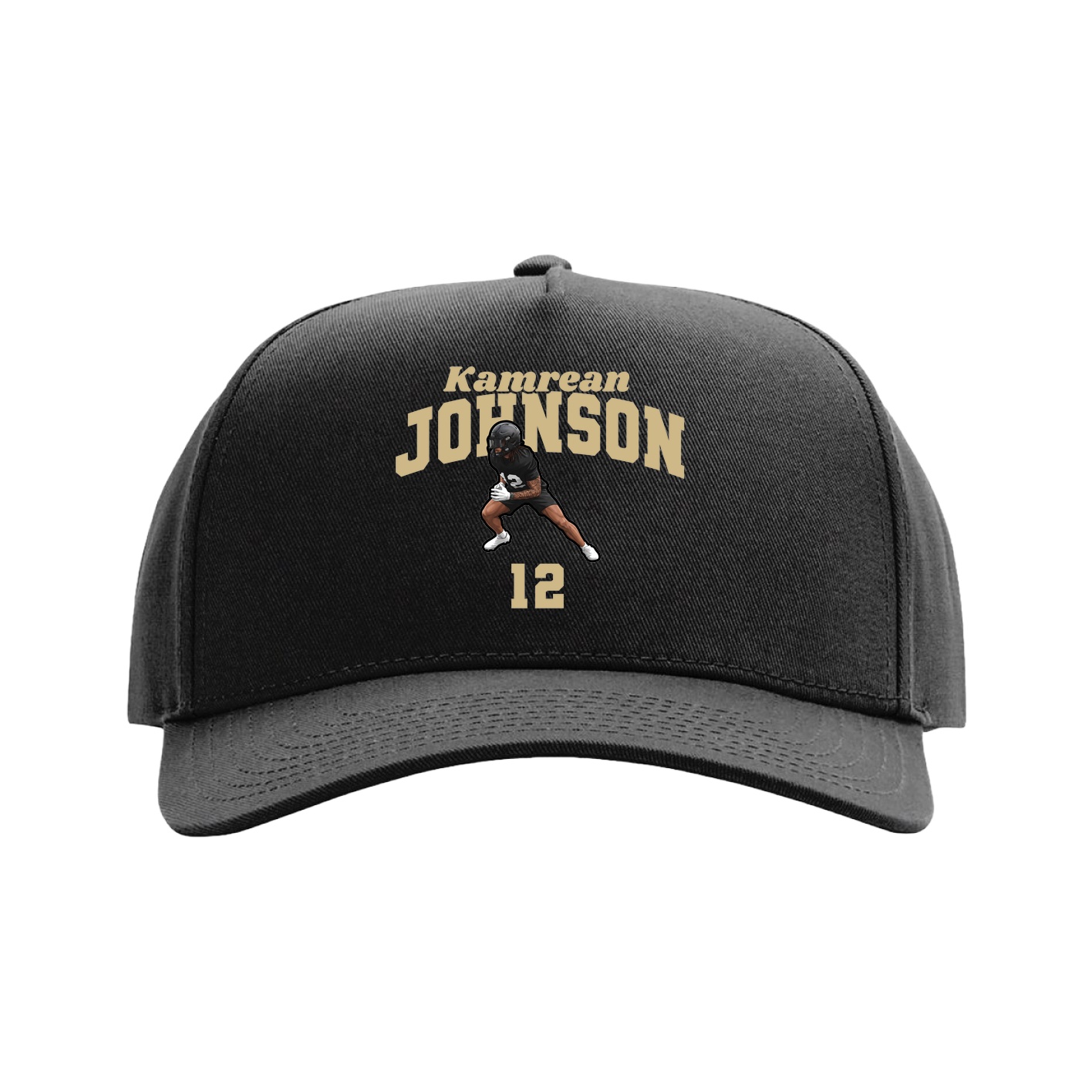 Full Fabric Five-Panel Champ Cap — Signature Arch in Black