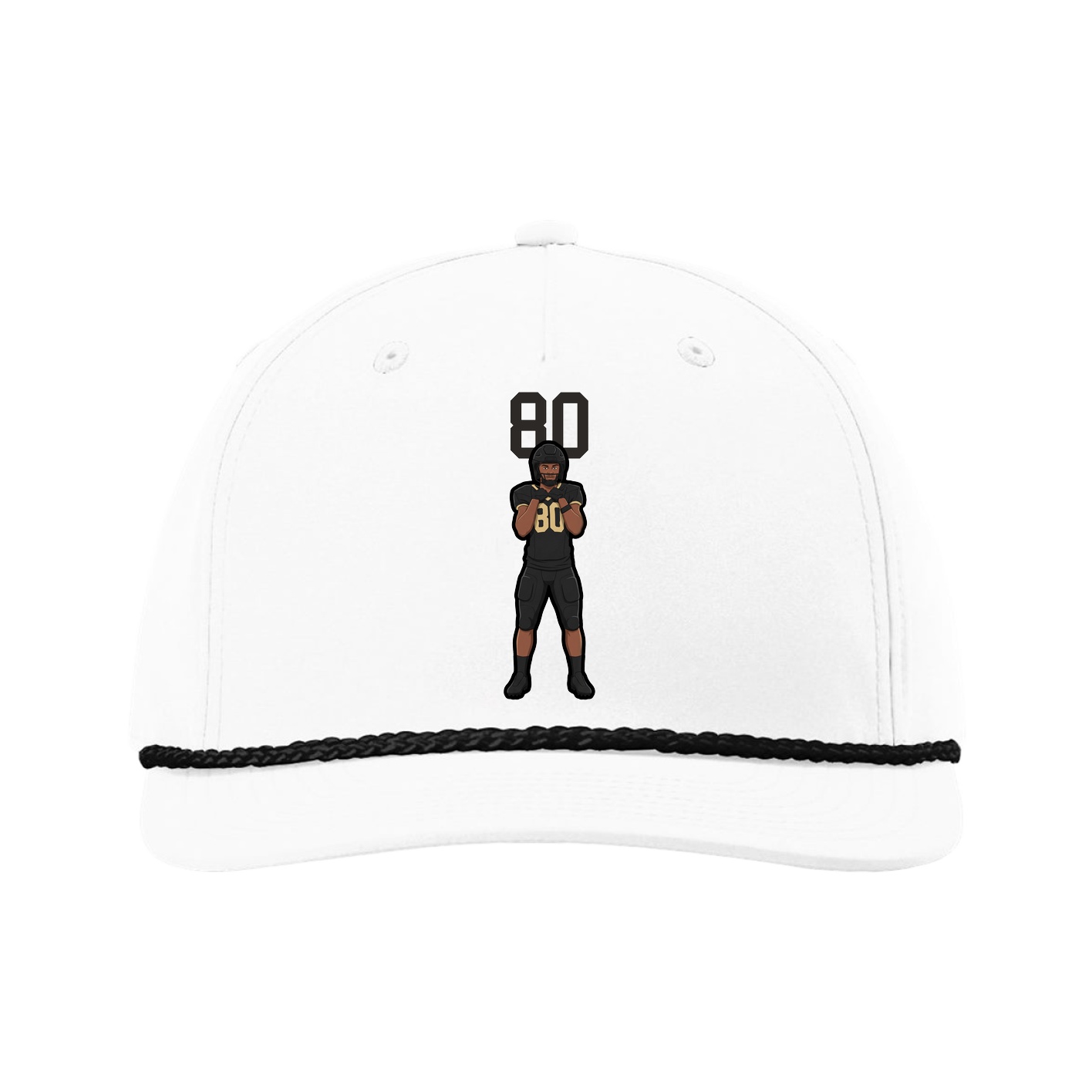 Five-Panel Classic Rope Cap — Number Top in White
