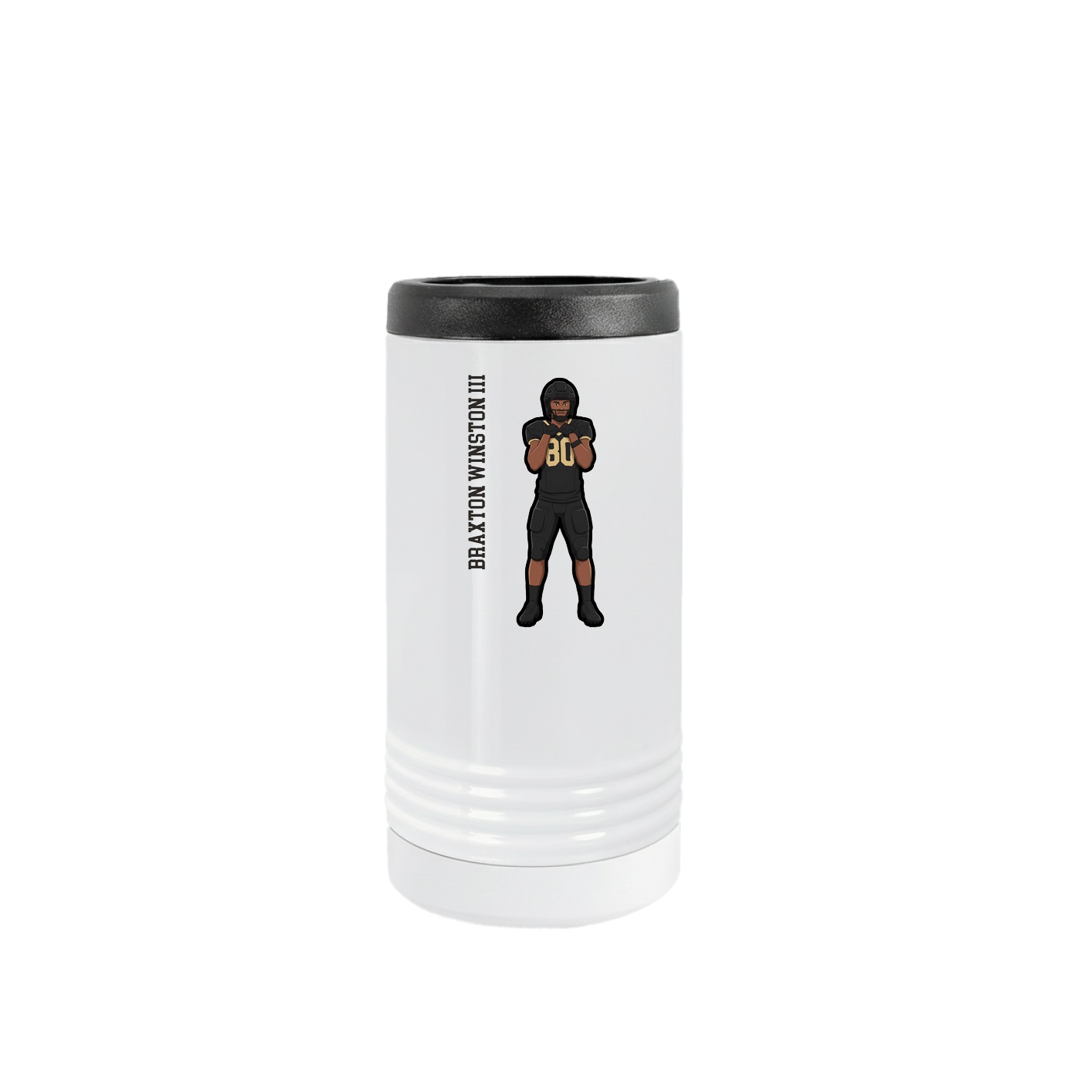 Slim Beverage Holder — Name Vertical in White
