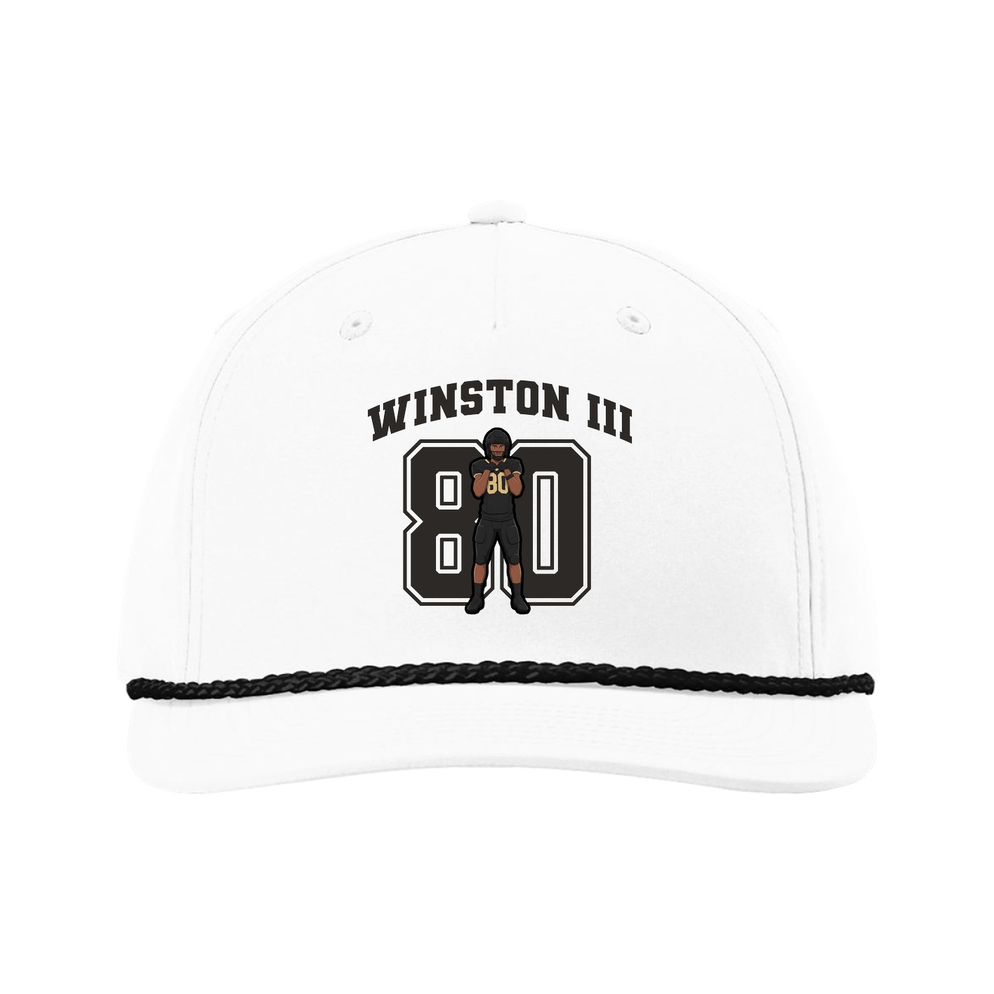 Five-Panel Classic Rope Cap — Number in White