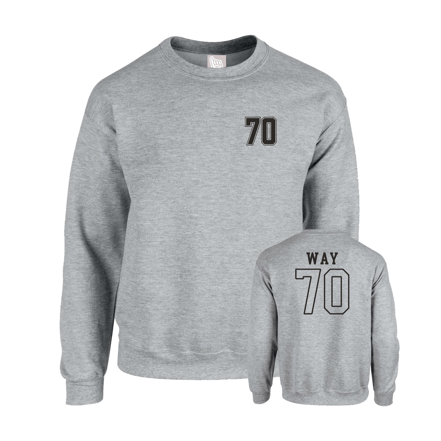 Fleece Crew — Chest Back in Grey