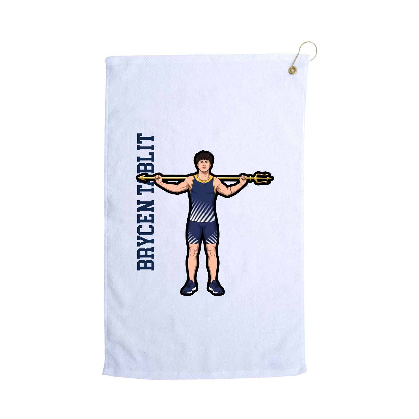 Golf Towel — Name Vertical in White