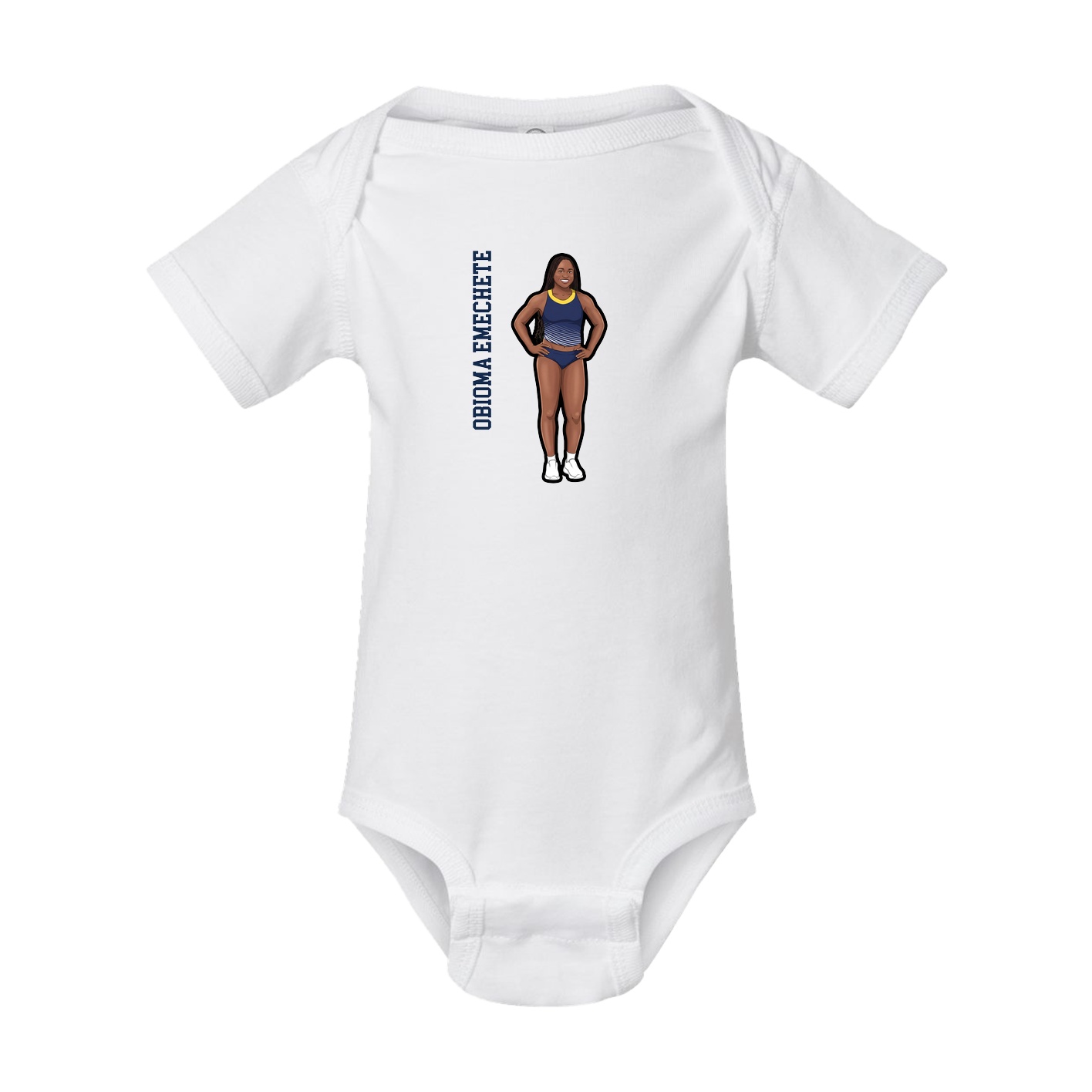 Baby Onesie — Name Vertical in White