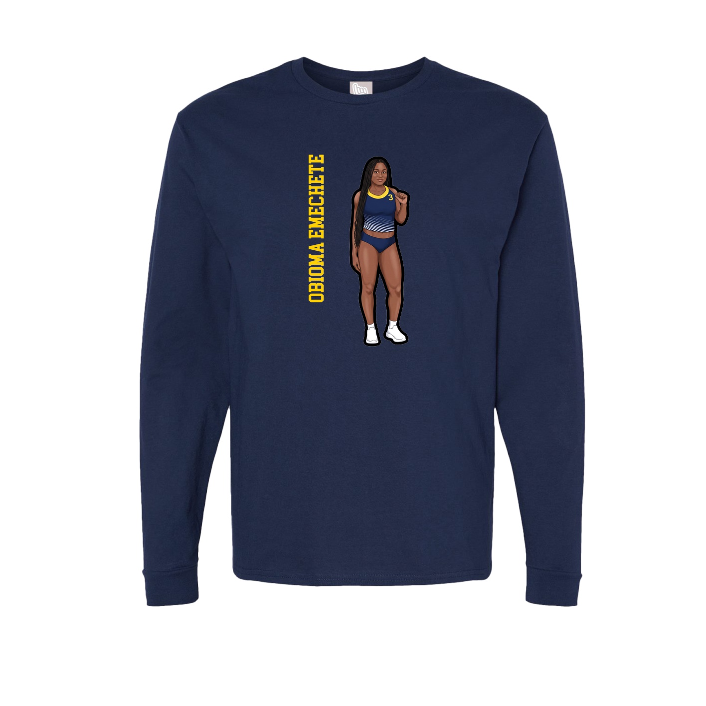 Long Sleeve Tee — Name Vertical in Navy