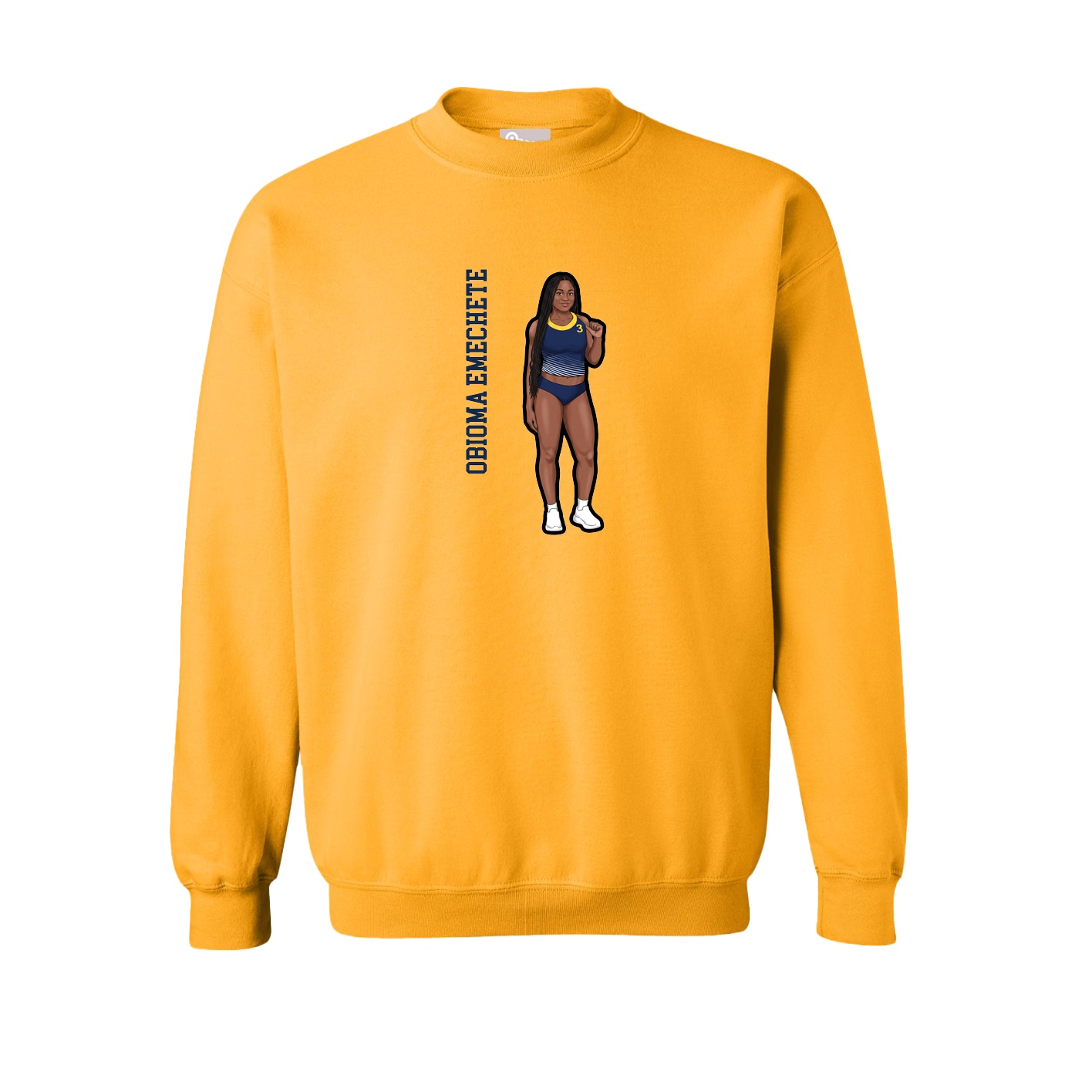 Fleece Crew — Name Vertical in Gold