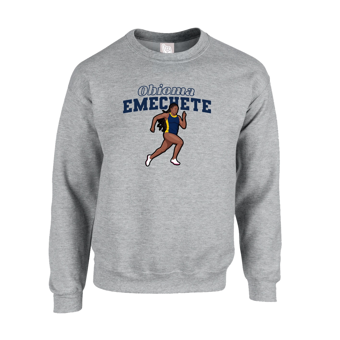 Fleece Crew — Name Arch in Grey
