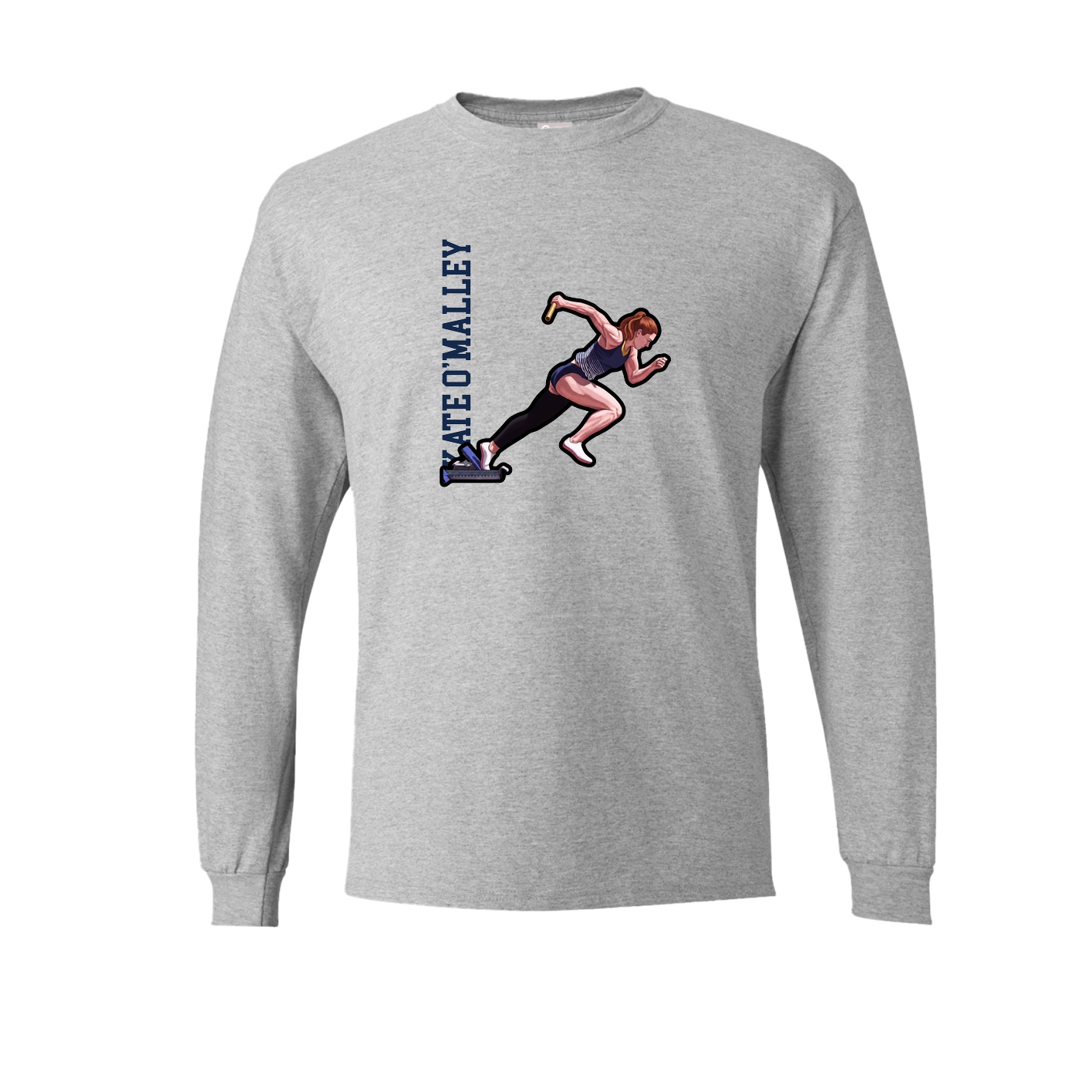 Long Sleeve Tee — Name Vertical in Grey