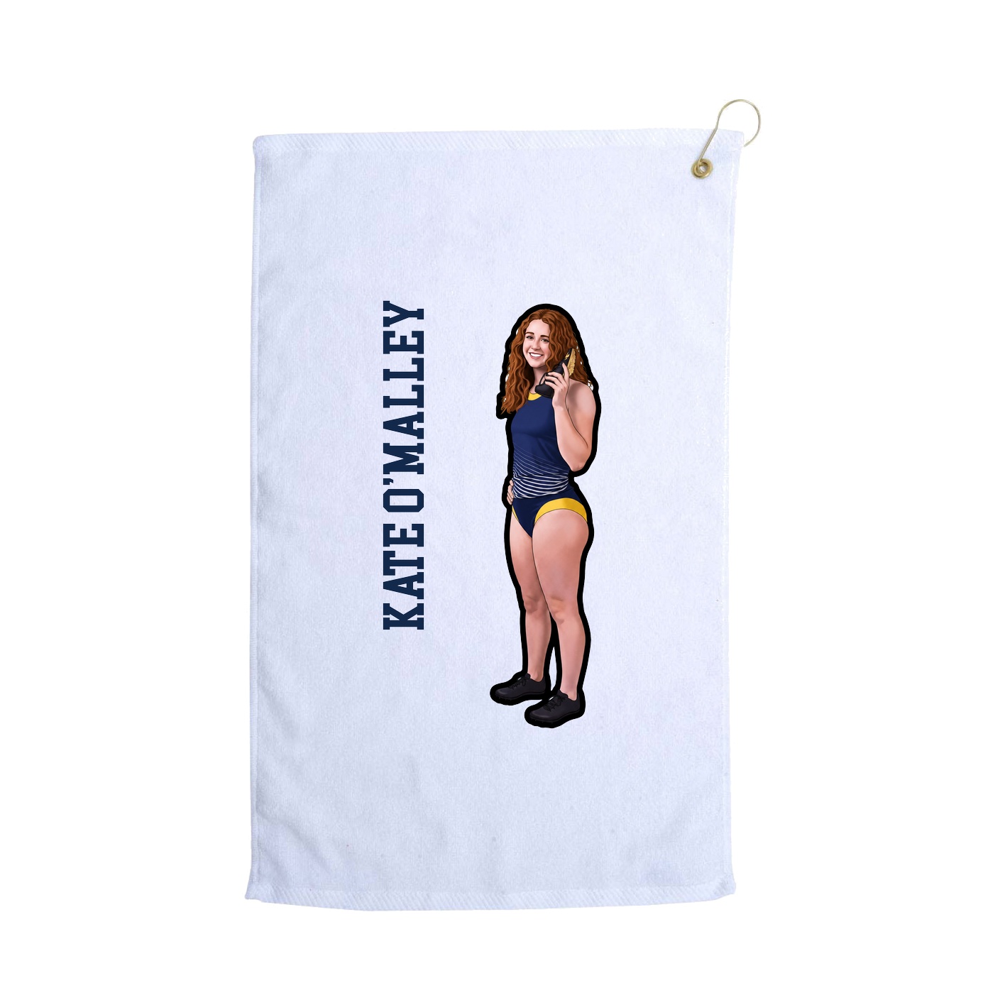 Golf Towel — Name Vertical in White