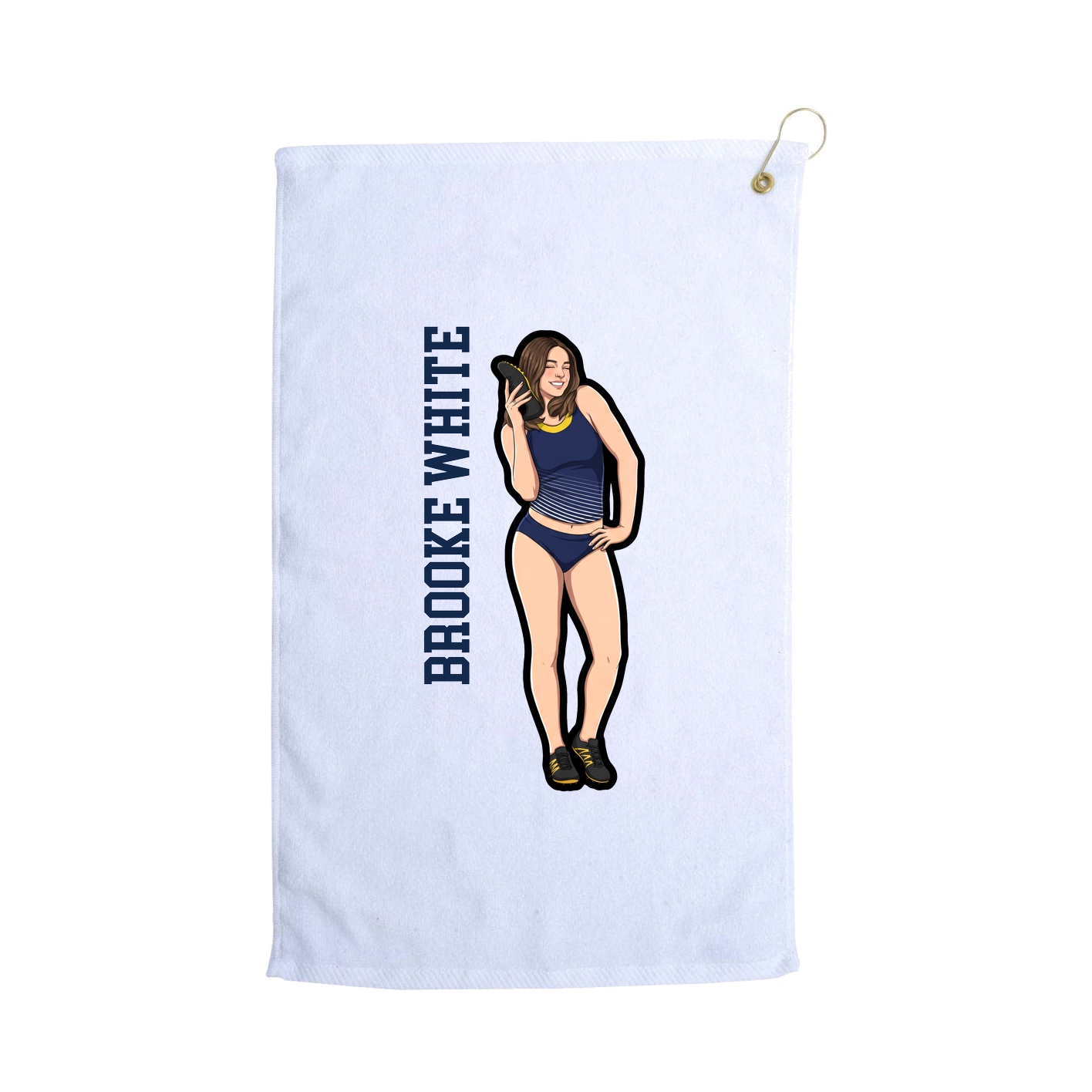 Golf Towel — Name Vertical in White