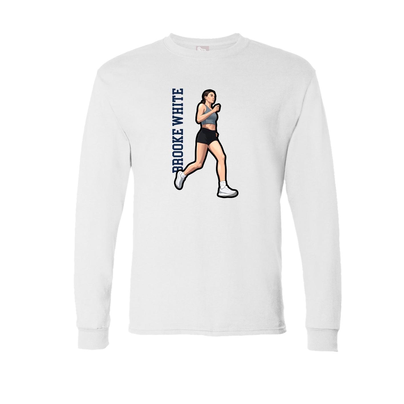 Long Sleeve Tee — Name Vertical in White