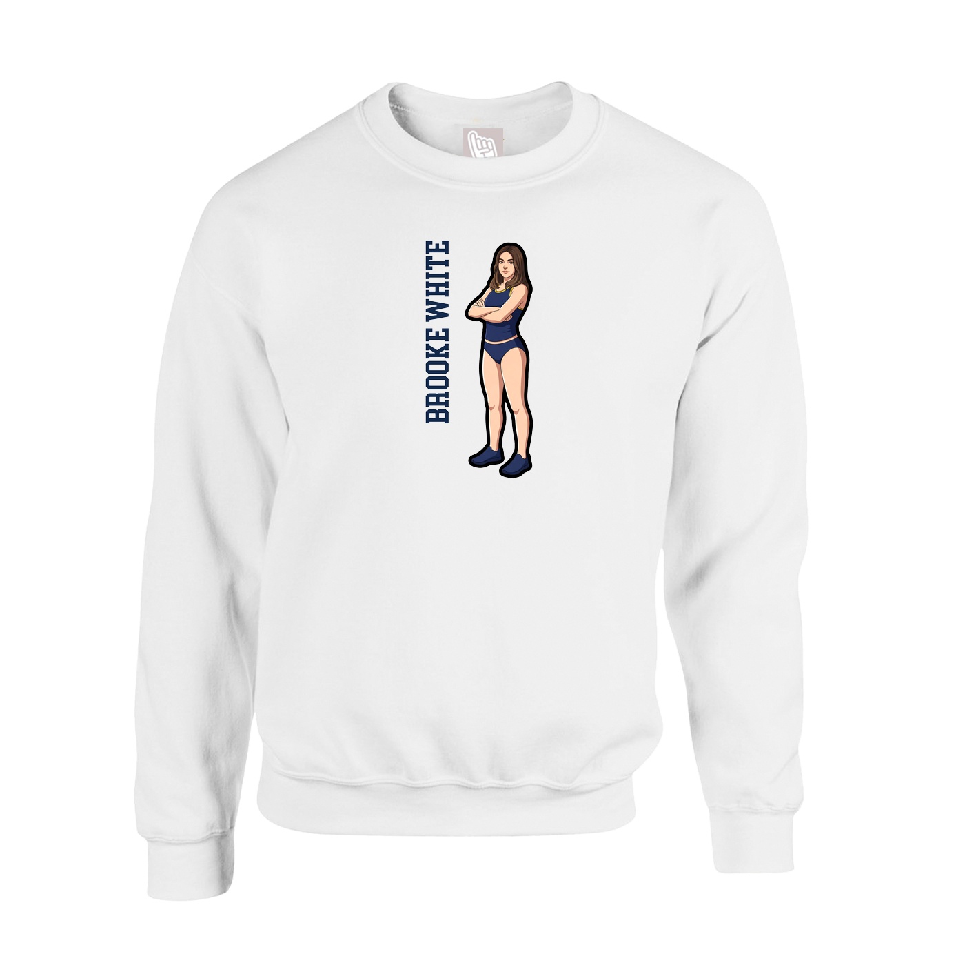 Fleece Crew — Name Vertical in White