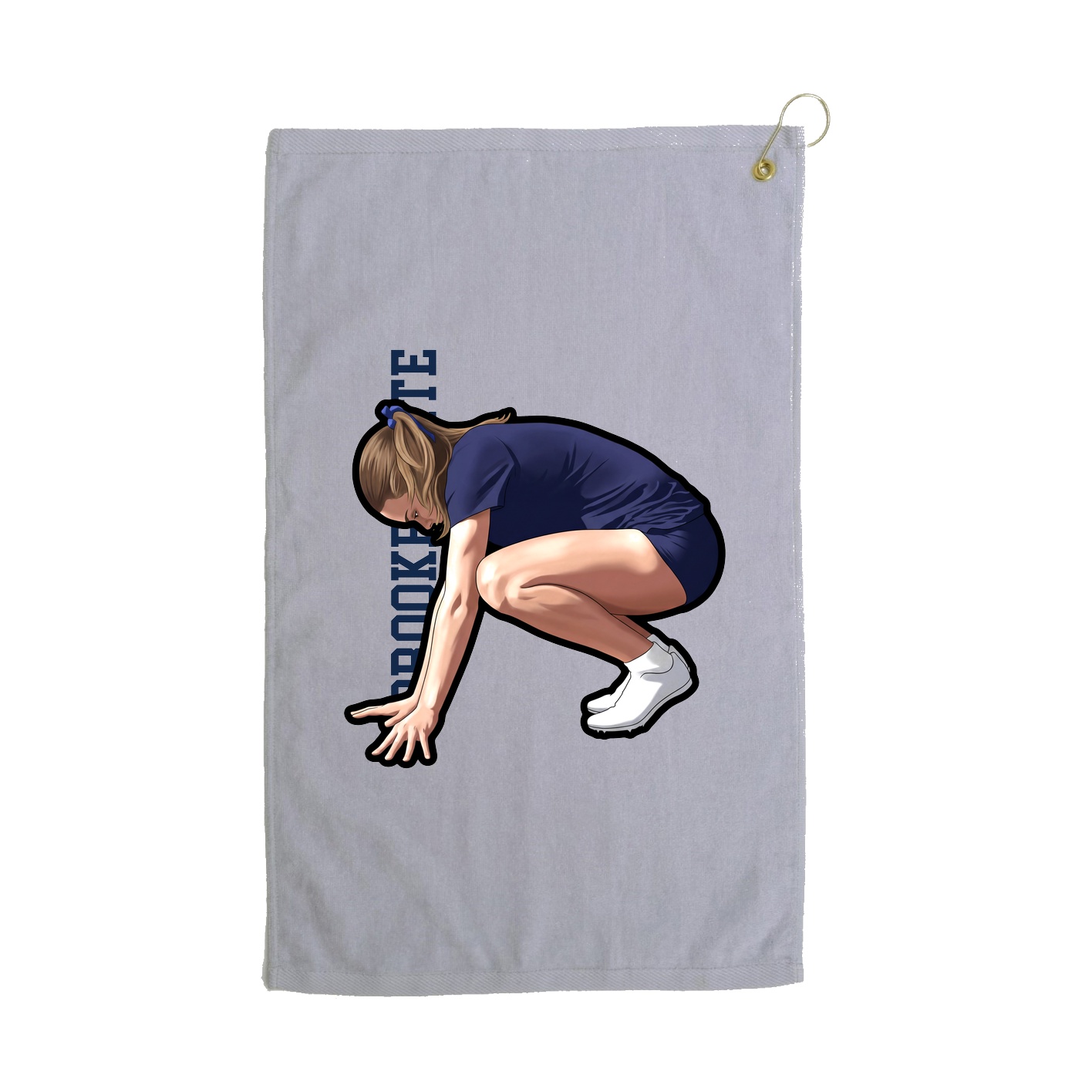 Golf Towel — Name Vertical in Grey