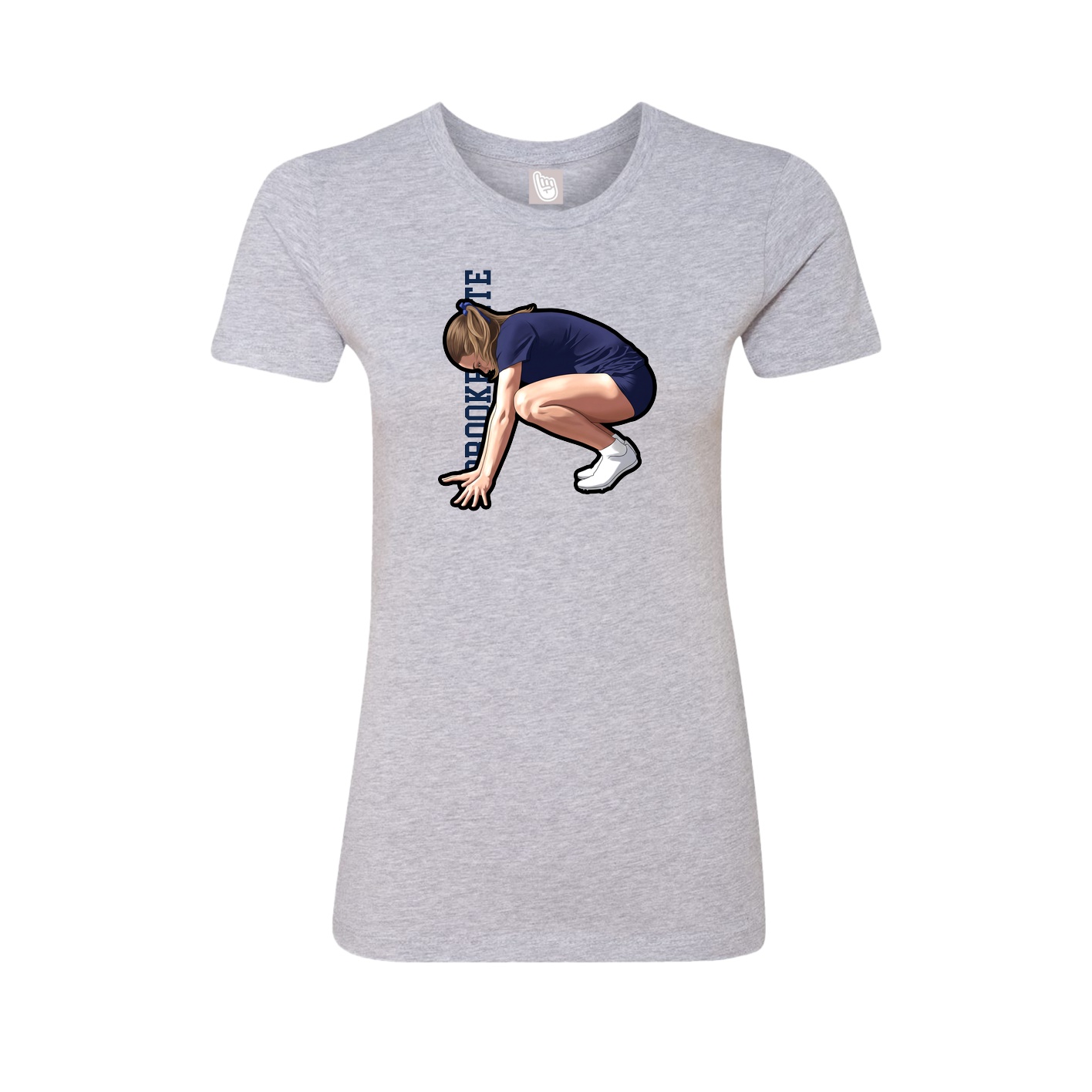 Fitted Women's Tee — Name Vertical in Grey