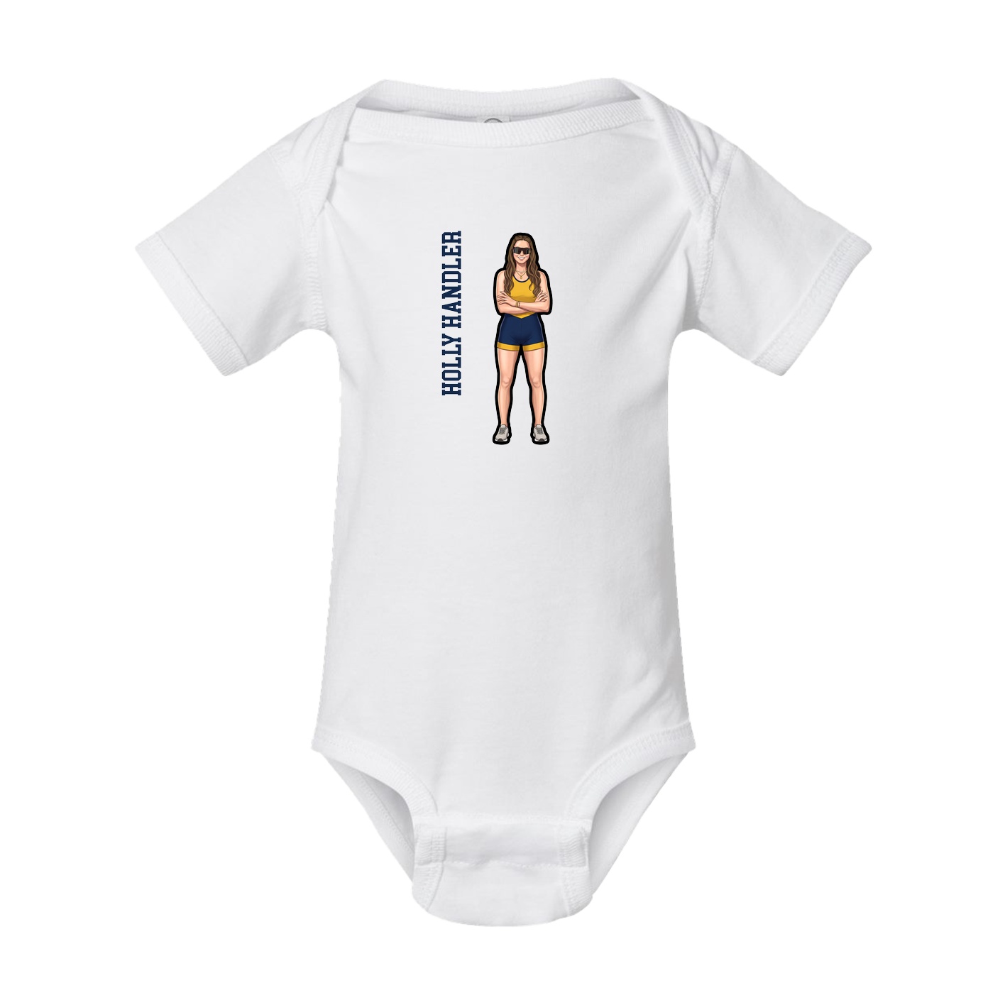 Baby Onesie — Name Vertical in White