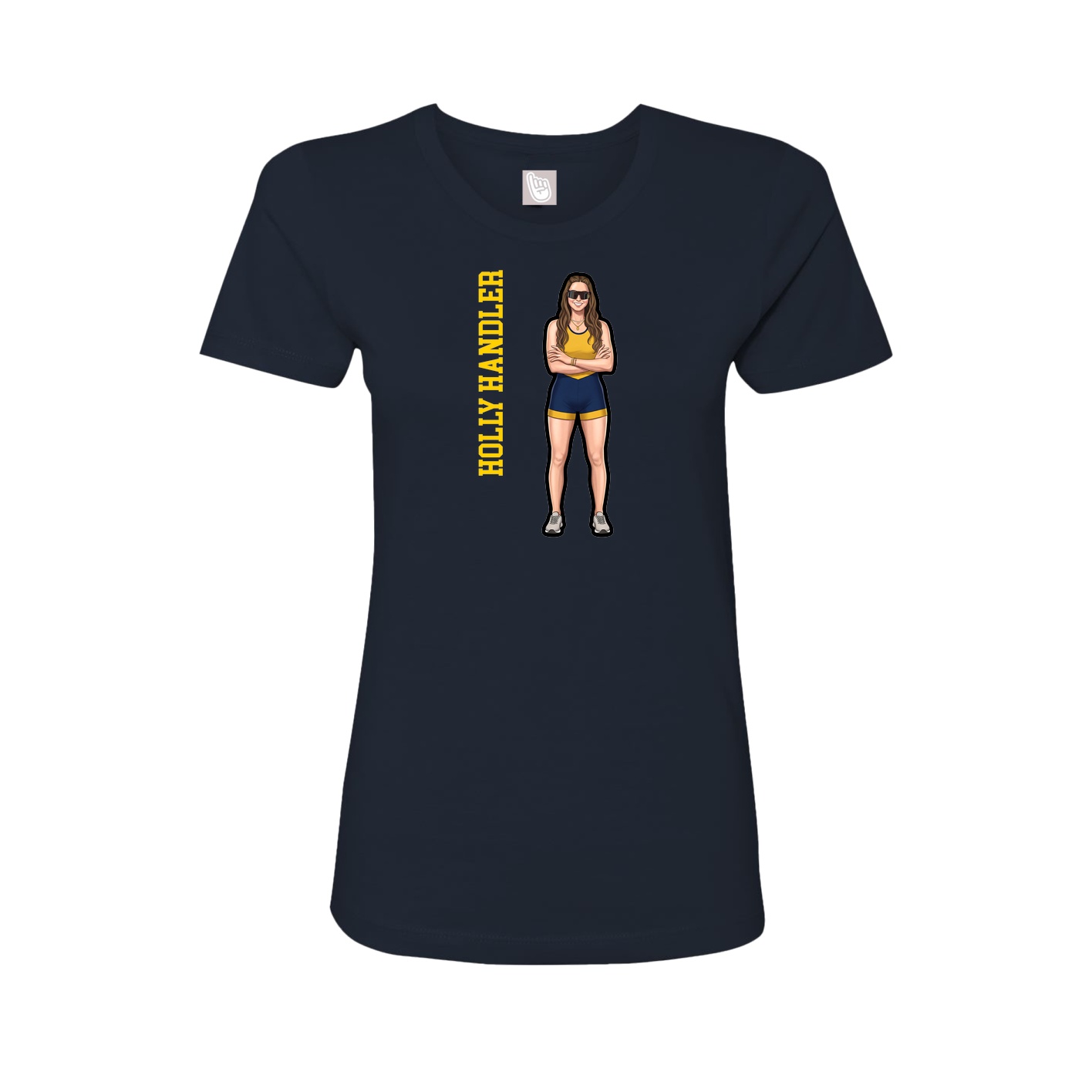 Fitted Women's Tee — Name Vertical in Navy