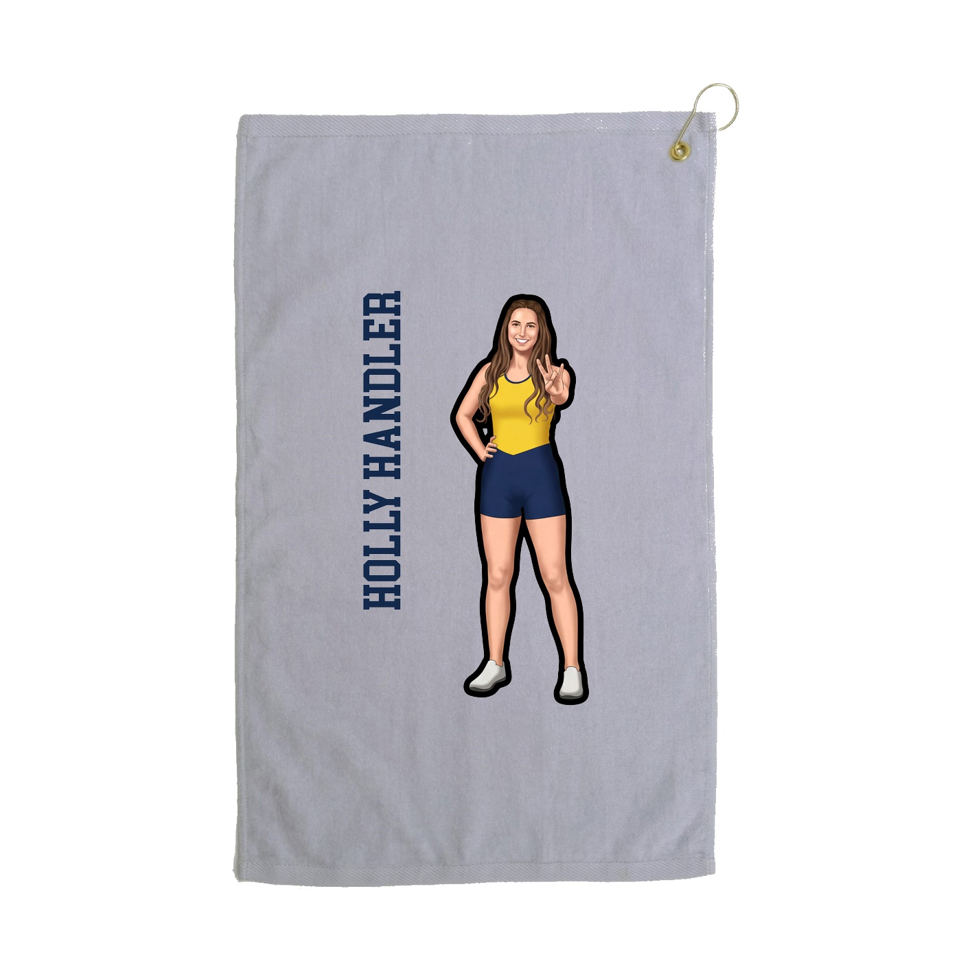 Golf Towel — Name Vertical in Grey