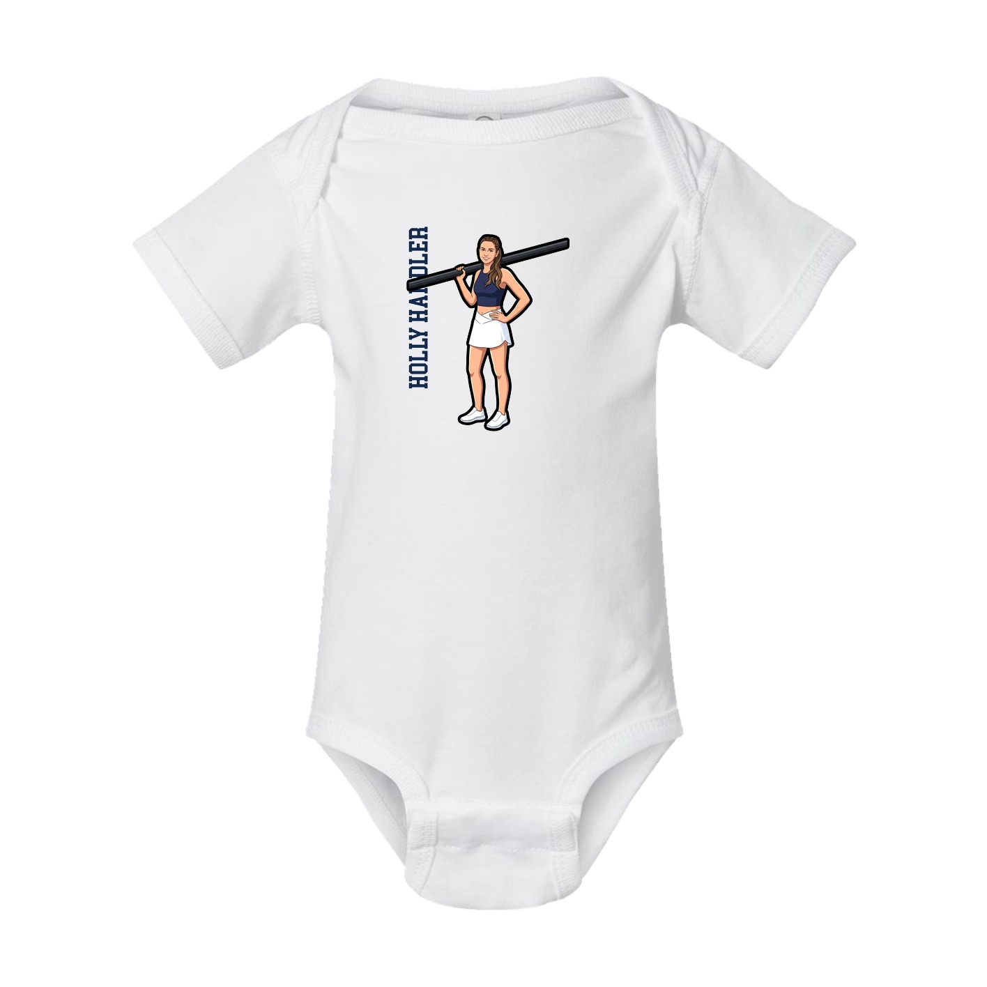 Baby Onesie — Name Vertical in White