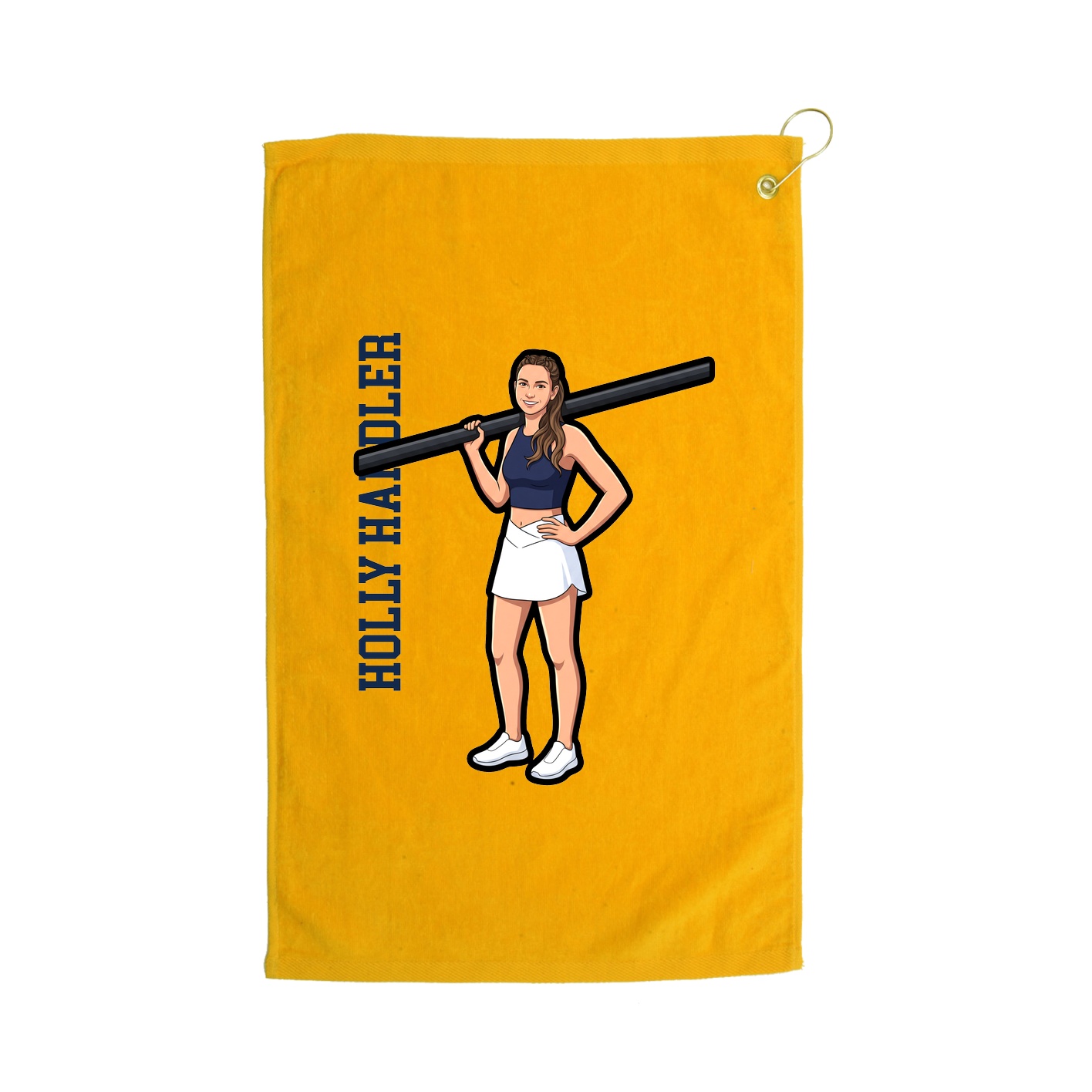 Golf Towel — Name Vertical in Gold