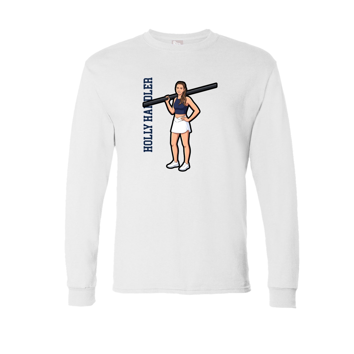 Long Sleeve Tee — Name Vertical in White