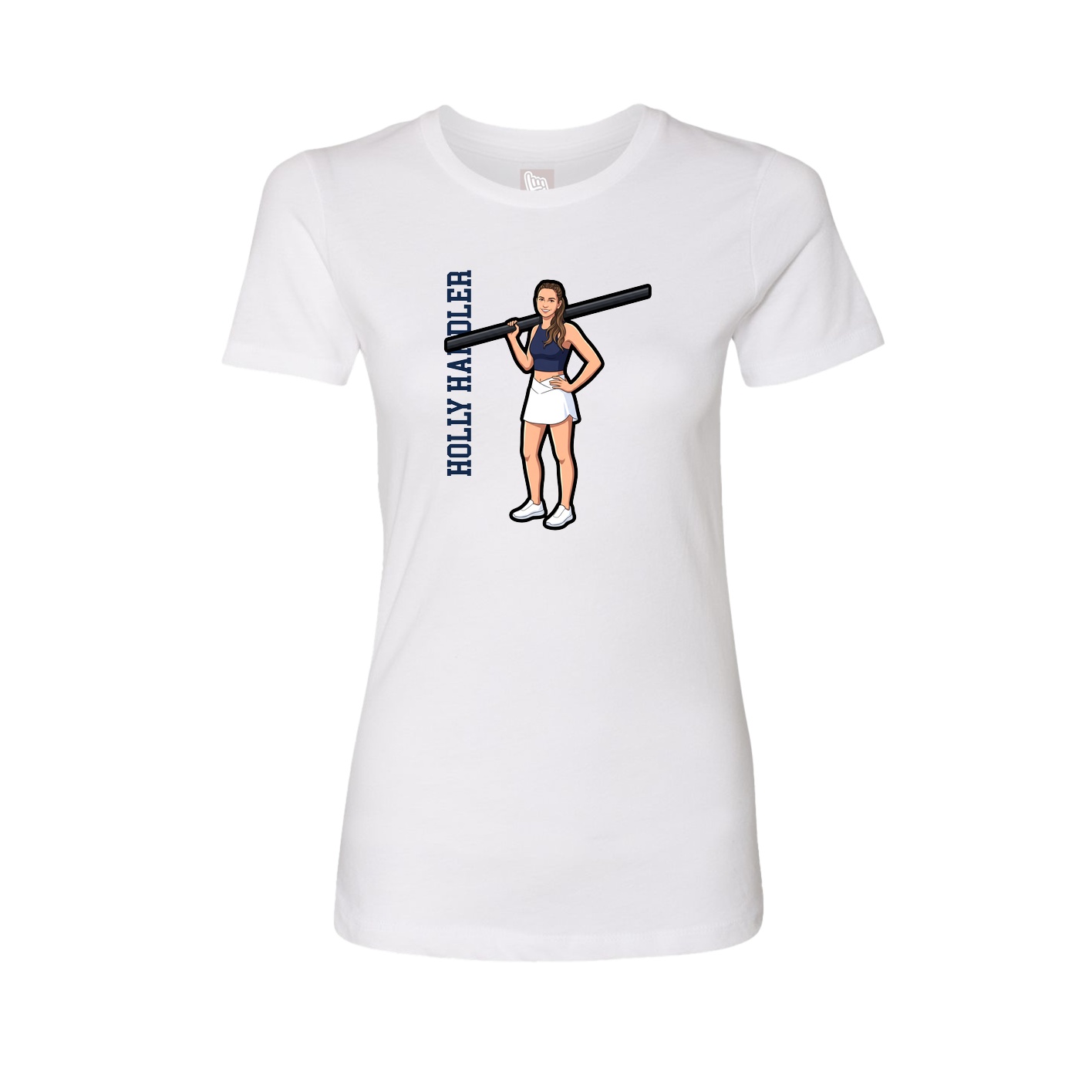 Fitted Women's Tee — Name Vertical in White