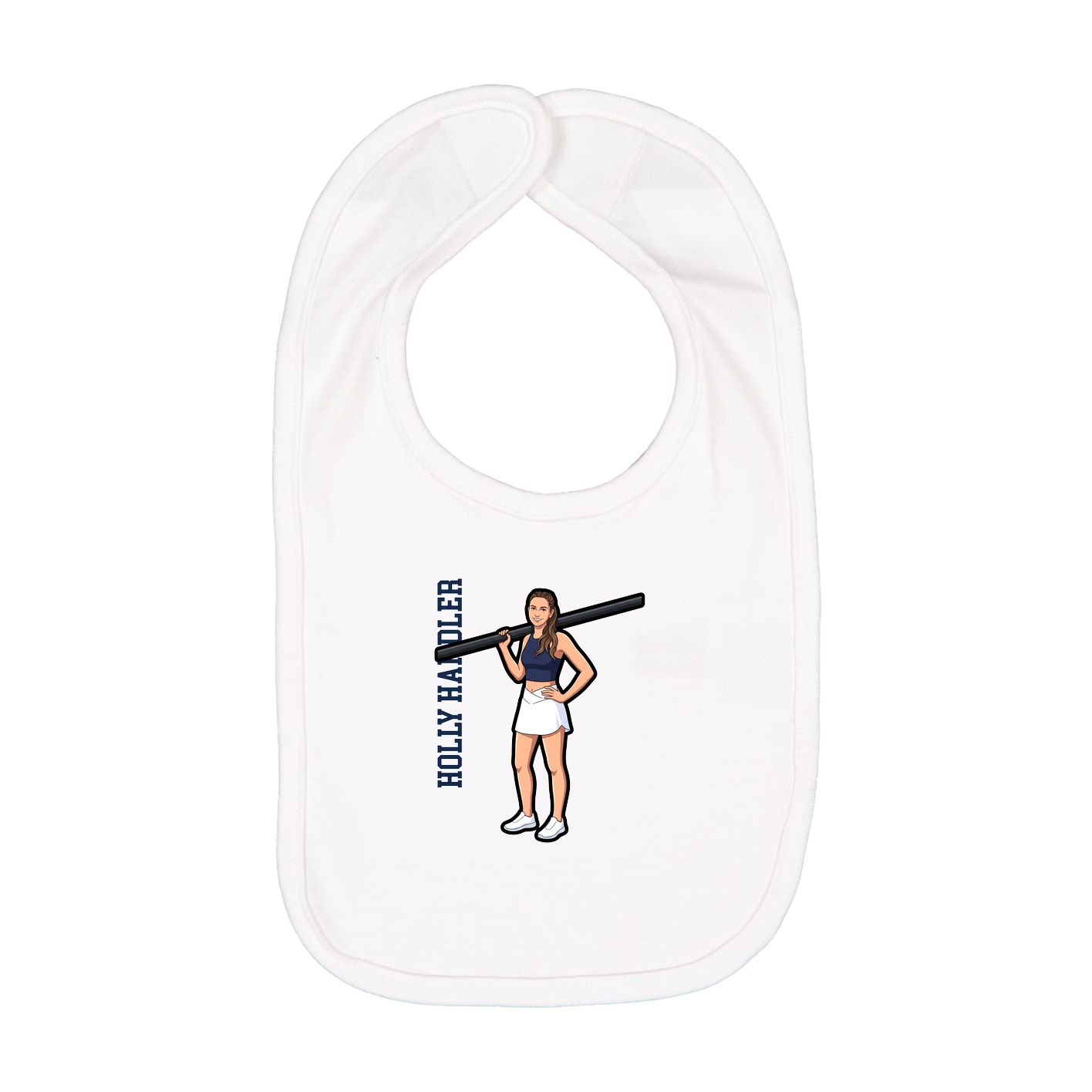 Infant Bib — Name Vertical in White