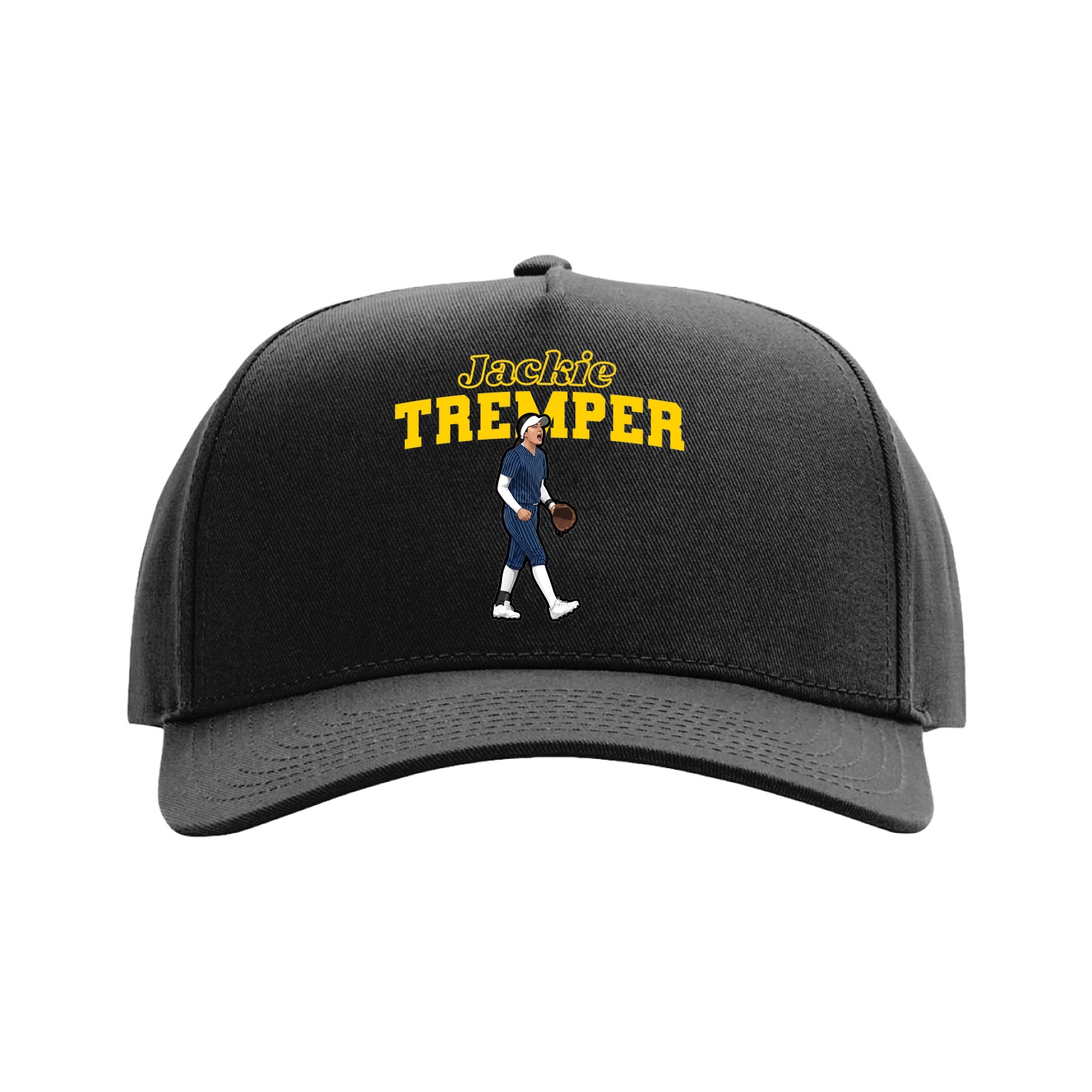 Full Fabric Five-Panel Champ Cap — Name Arch in Black