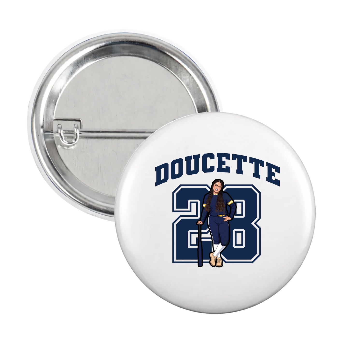 Game Day Button — Number in White