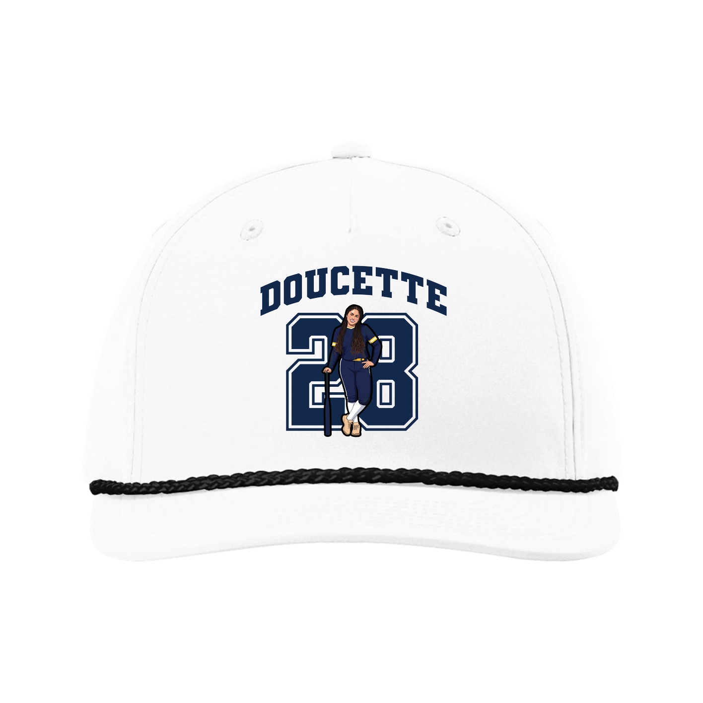 Five-Panel Classic Rope Cap — Number in White