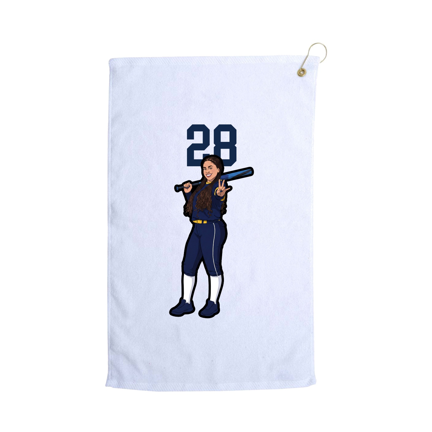Golf Towel — Number Top in White