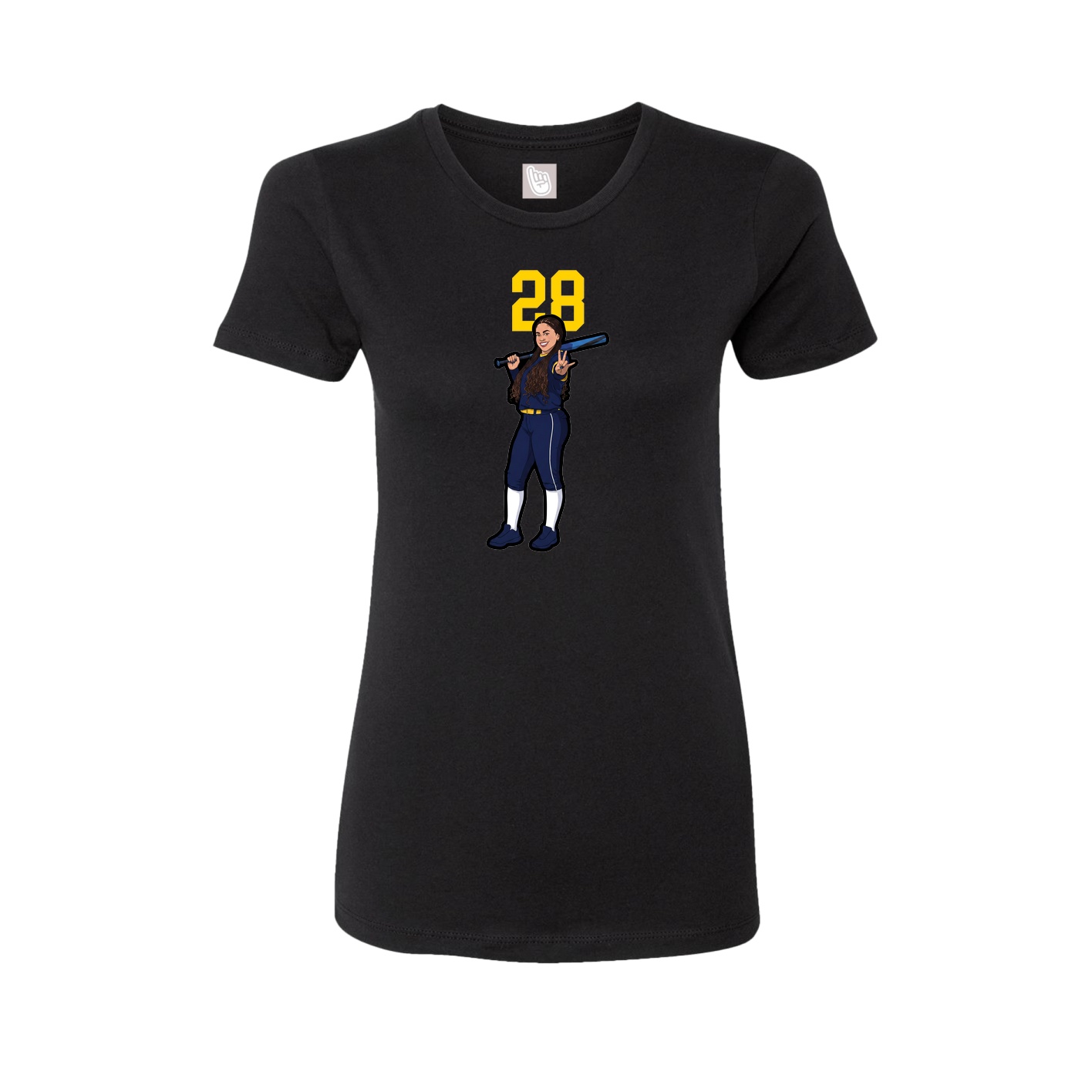 Fitted Women's Tee — Number Top in Black