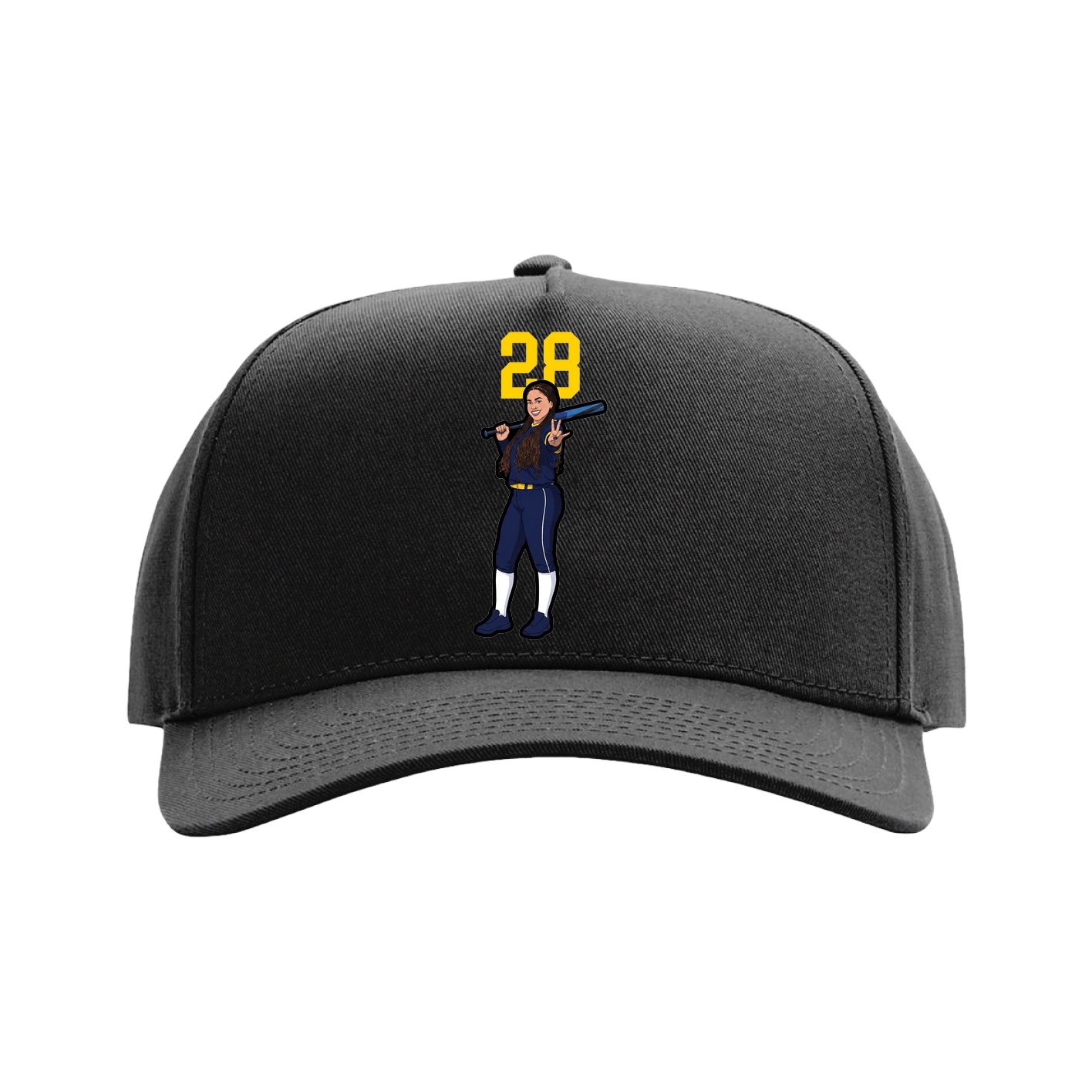 Full Fabric Five-Panel Champ Cap — Number Top in Black